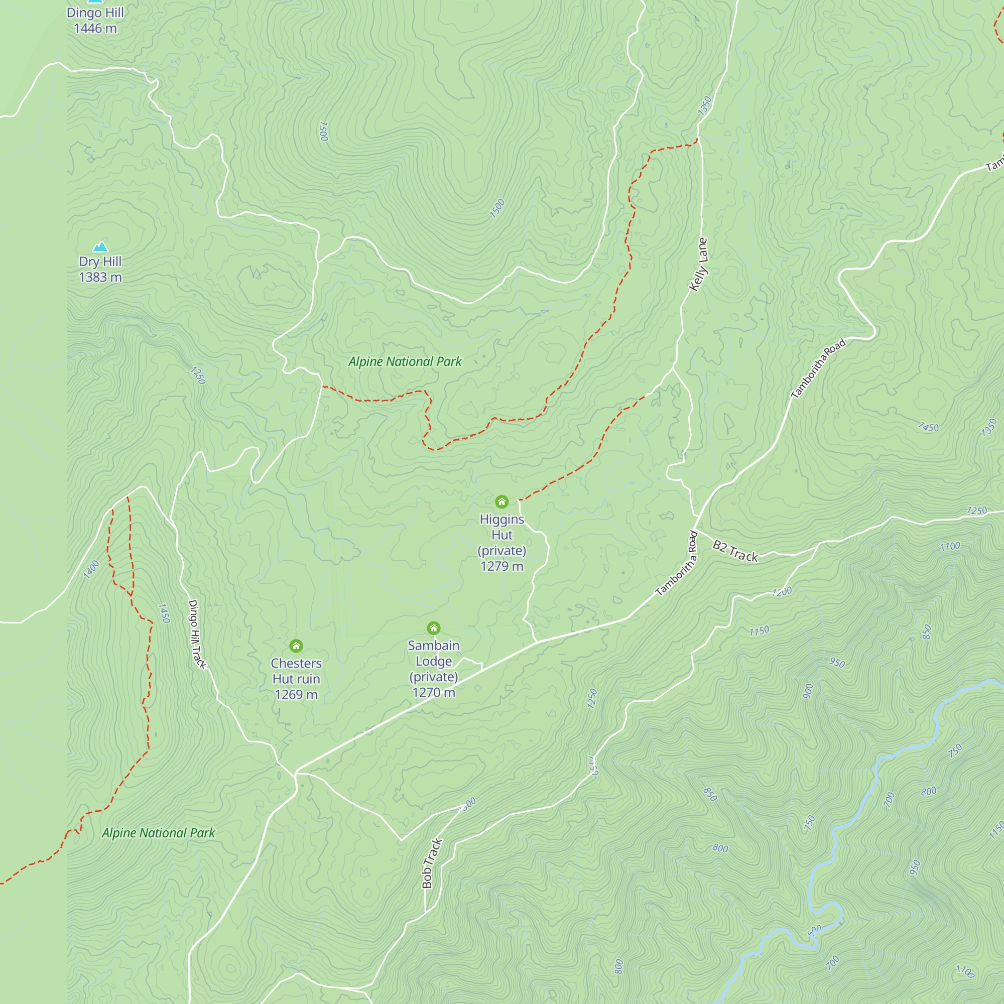 Higgins Hut (private) map