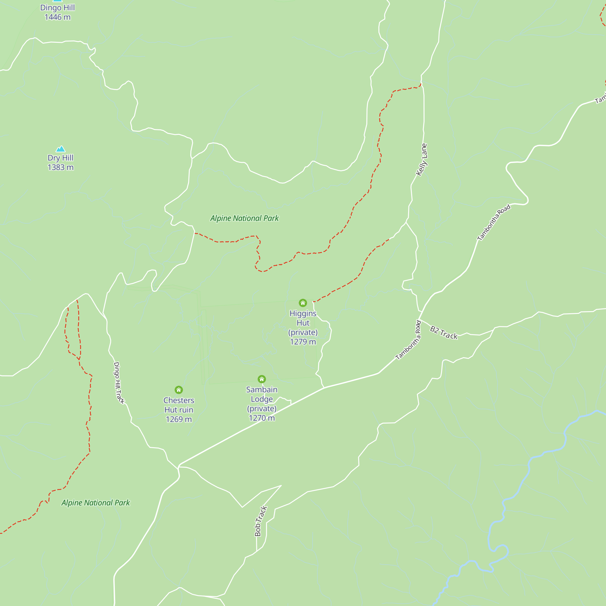 Higgins Hut (private) map
