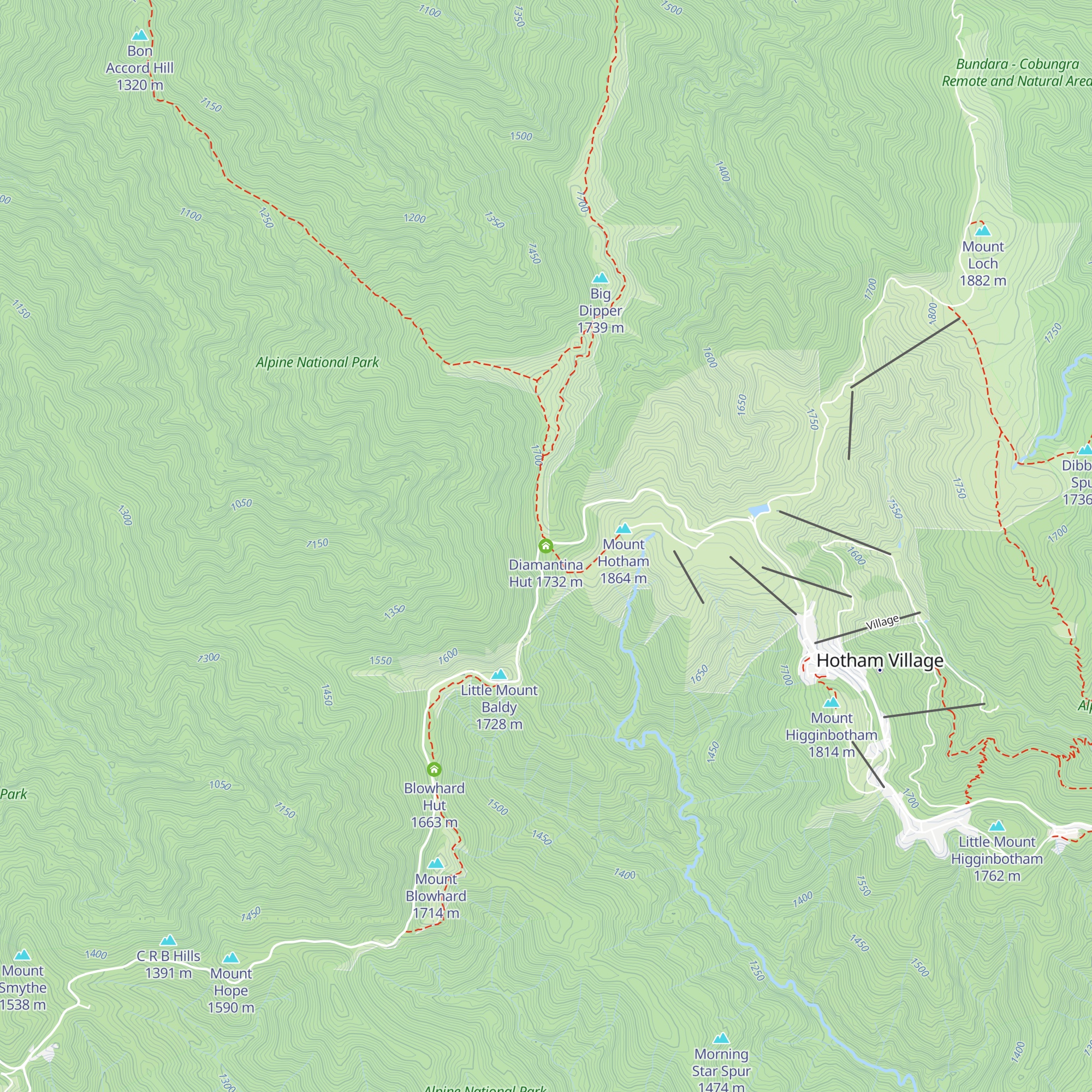 Diamantina Hut map