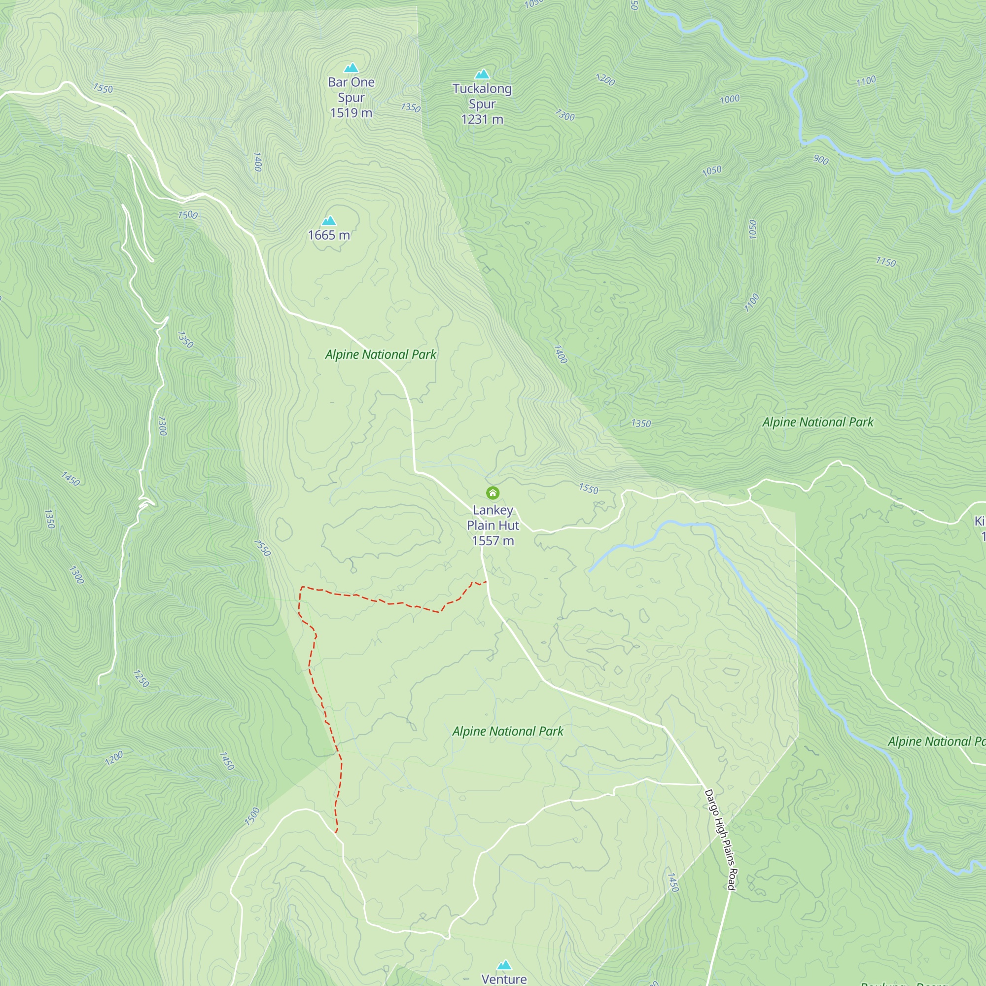 Lankey Plain Hut map