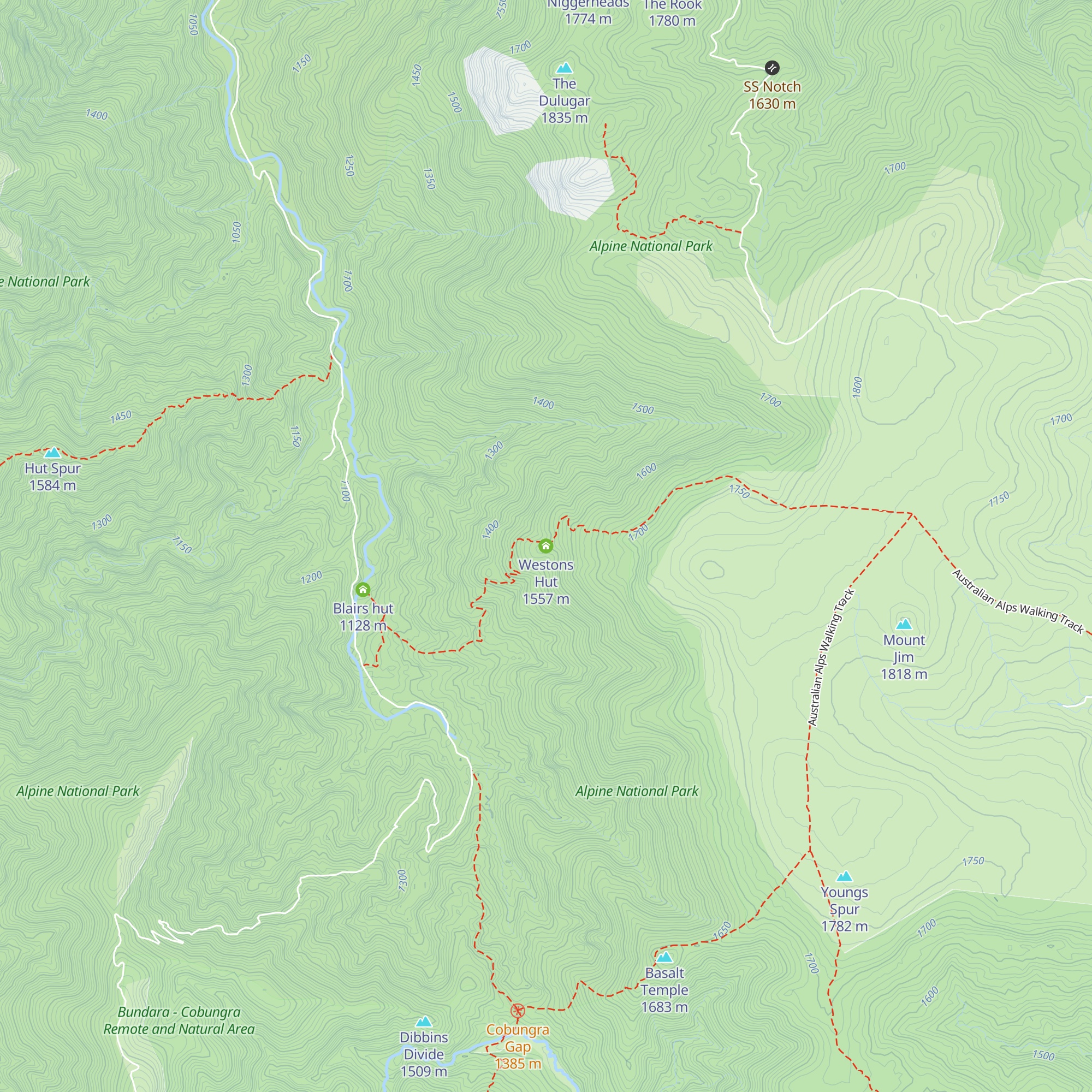 Westons Hut map