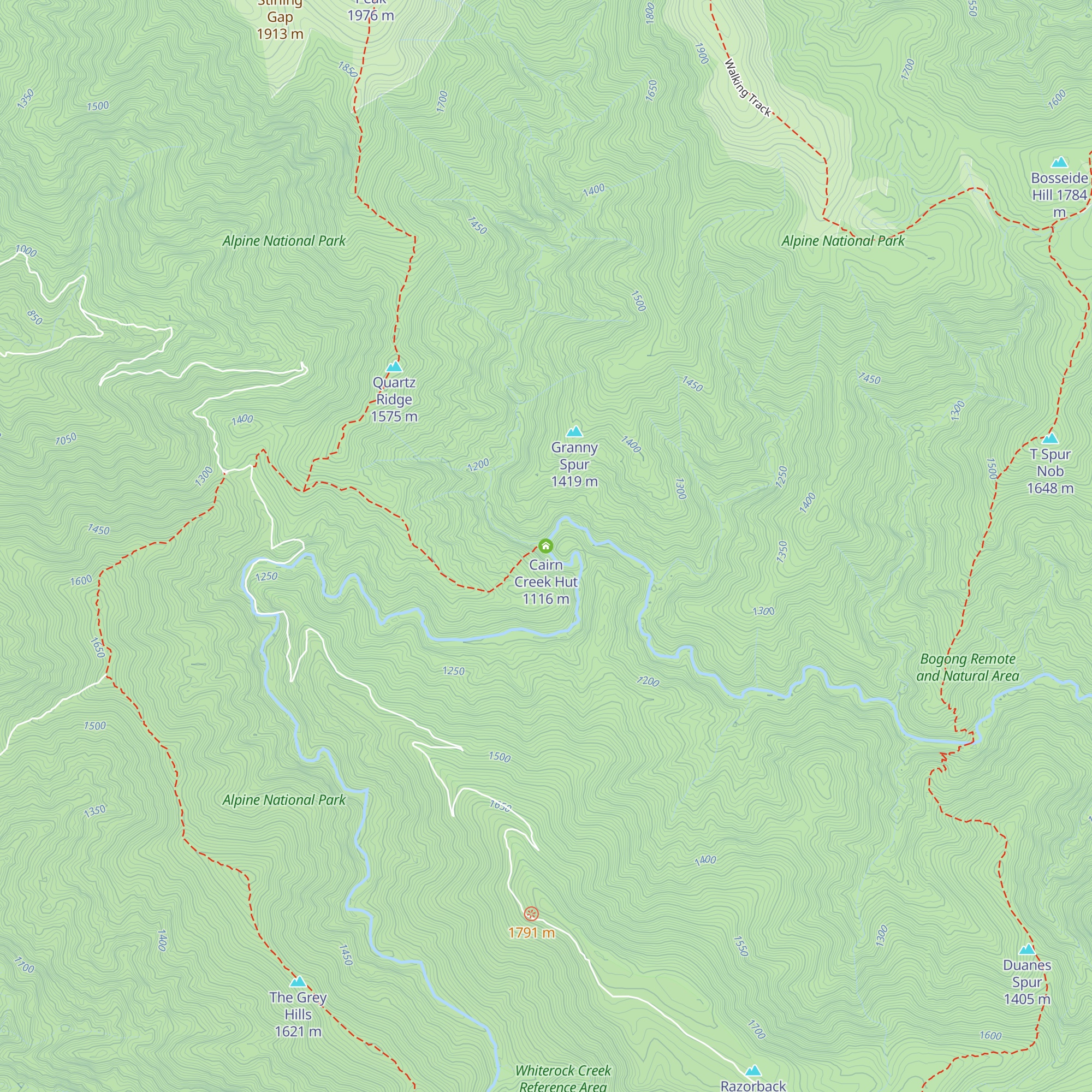 Cairn Creek Hut map