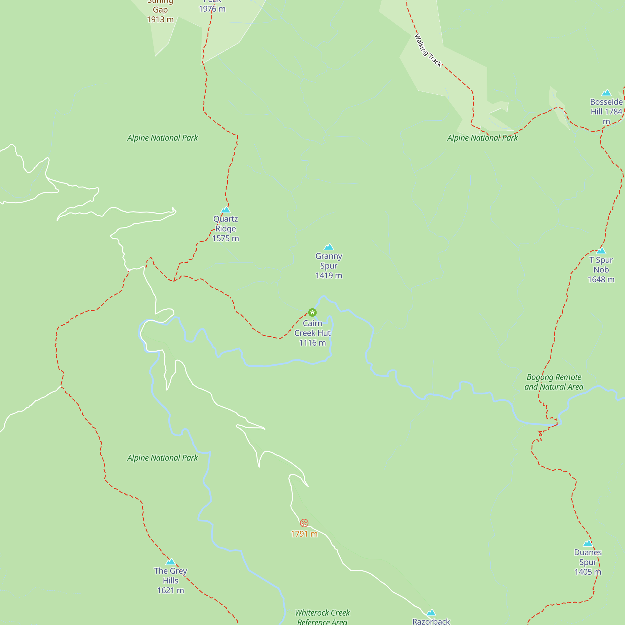 Cairn Creek Hut map