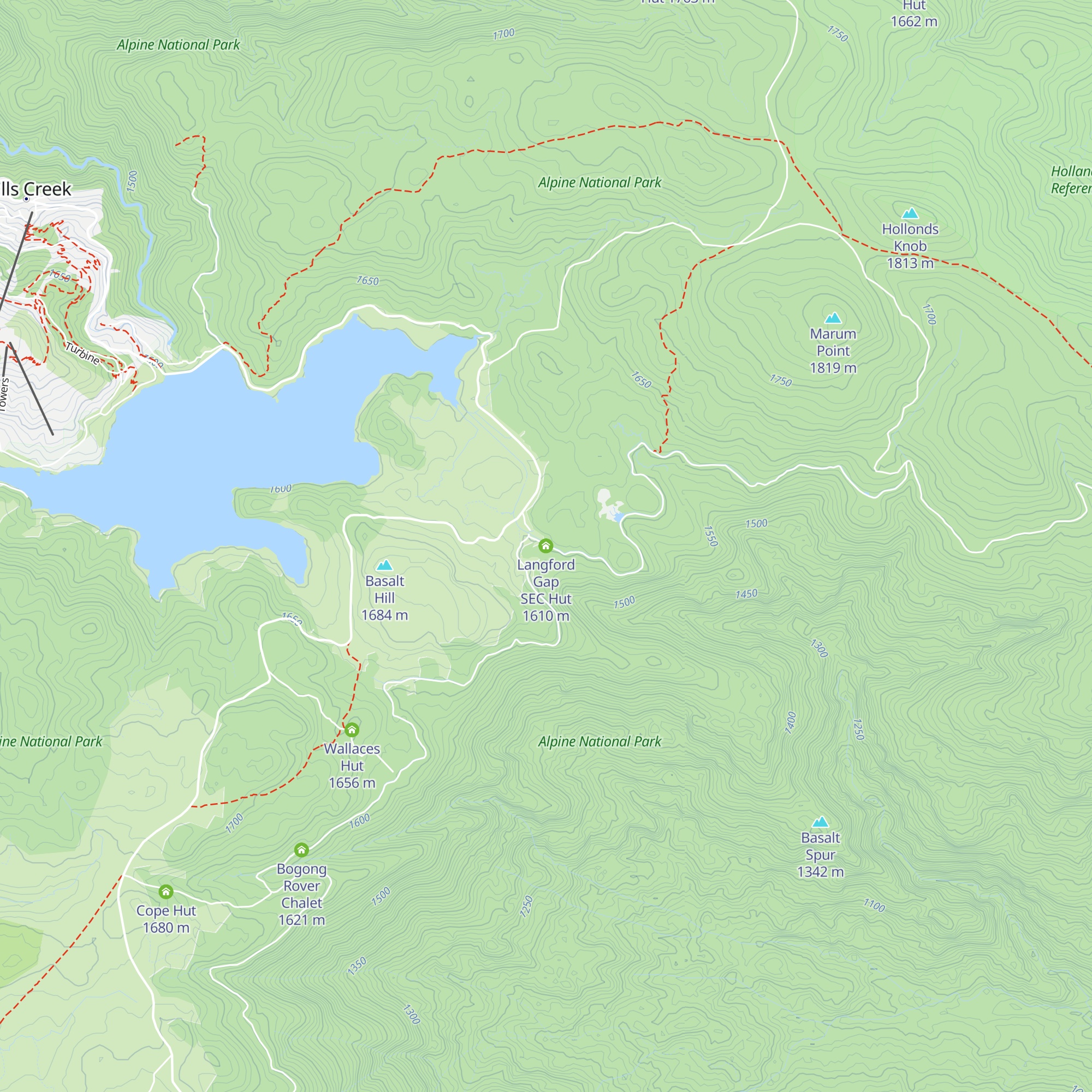 Langford Gap SEC Hut map