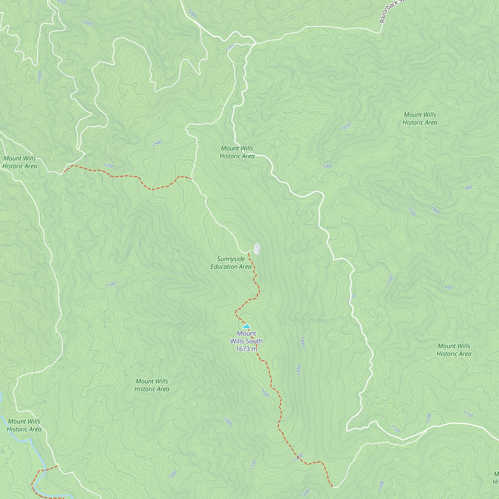 Mount Wills Hut map