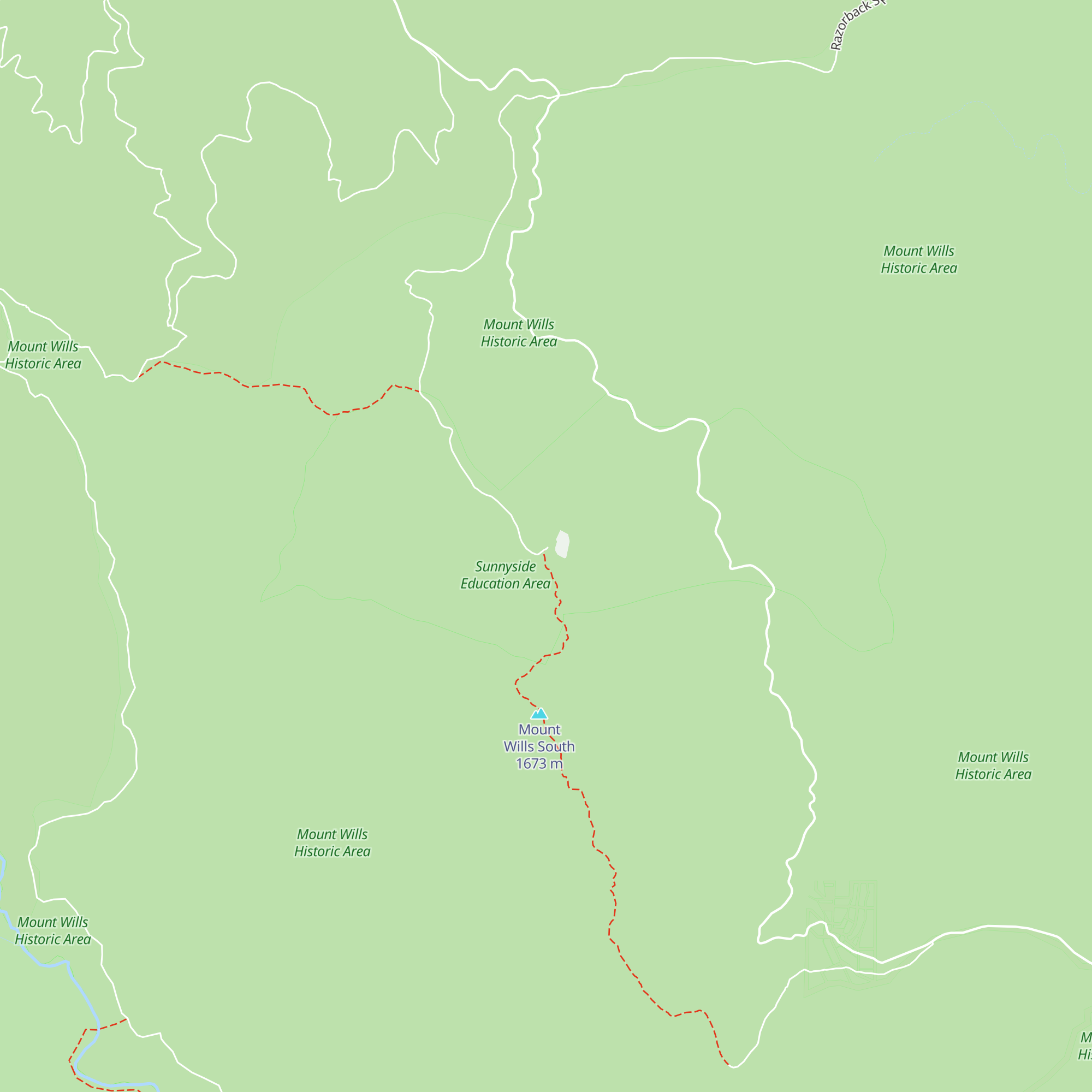 Mount Wills Hut map