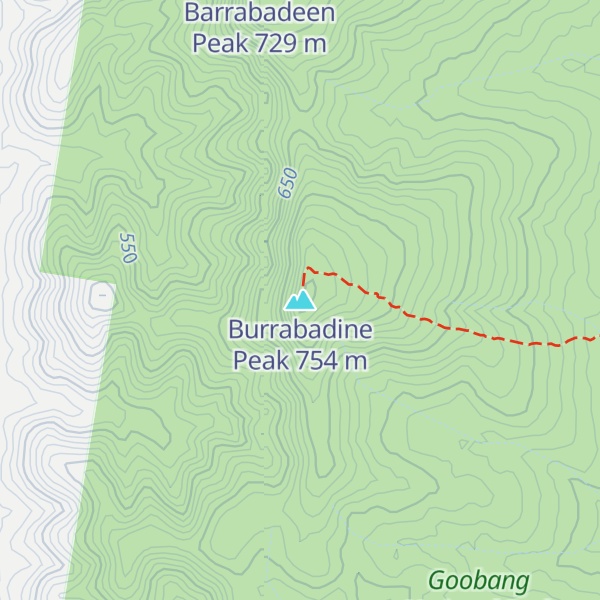 Map of Burrabadine Peak
