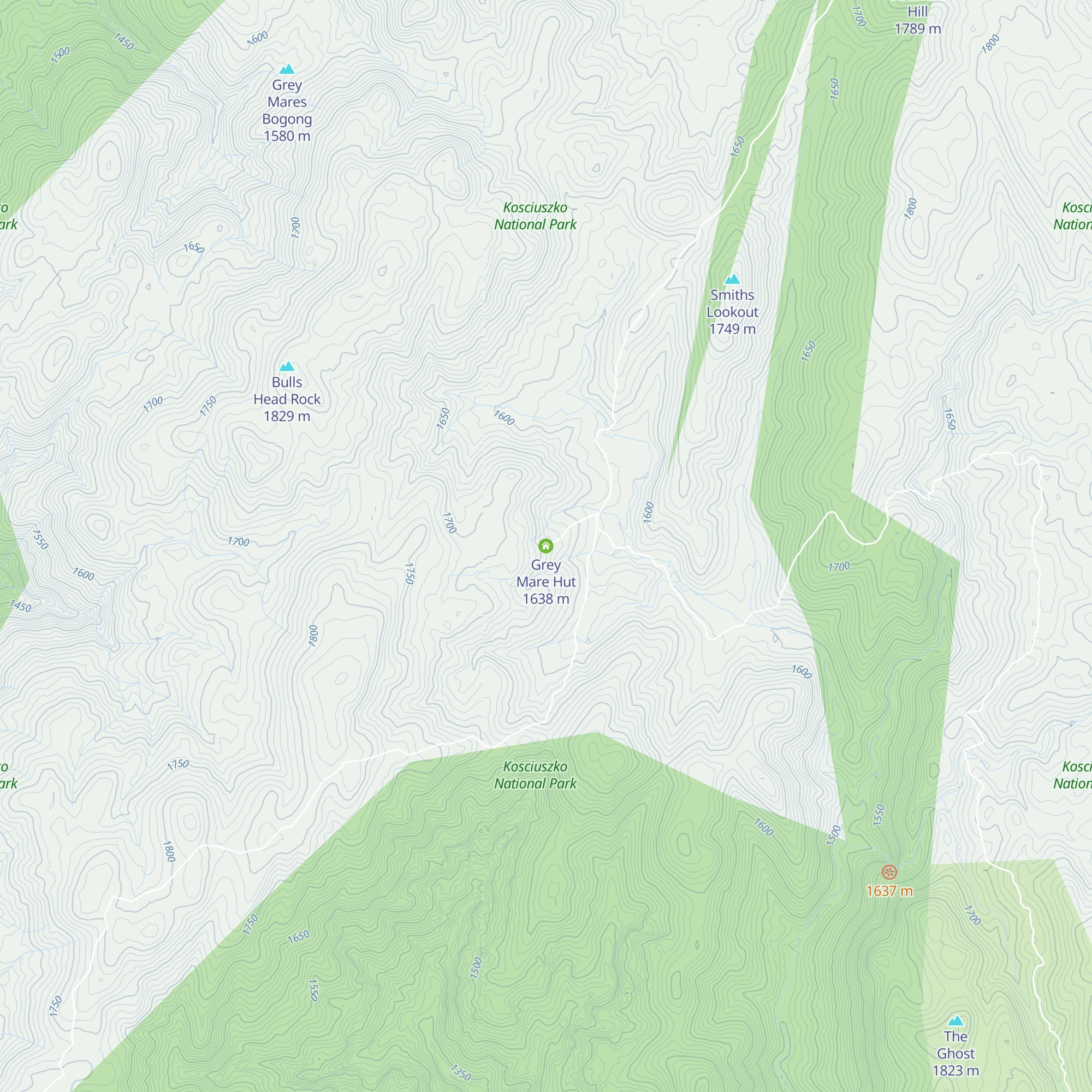 Grey Mare Hut map