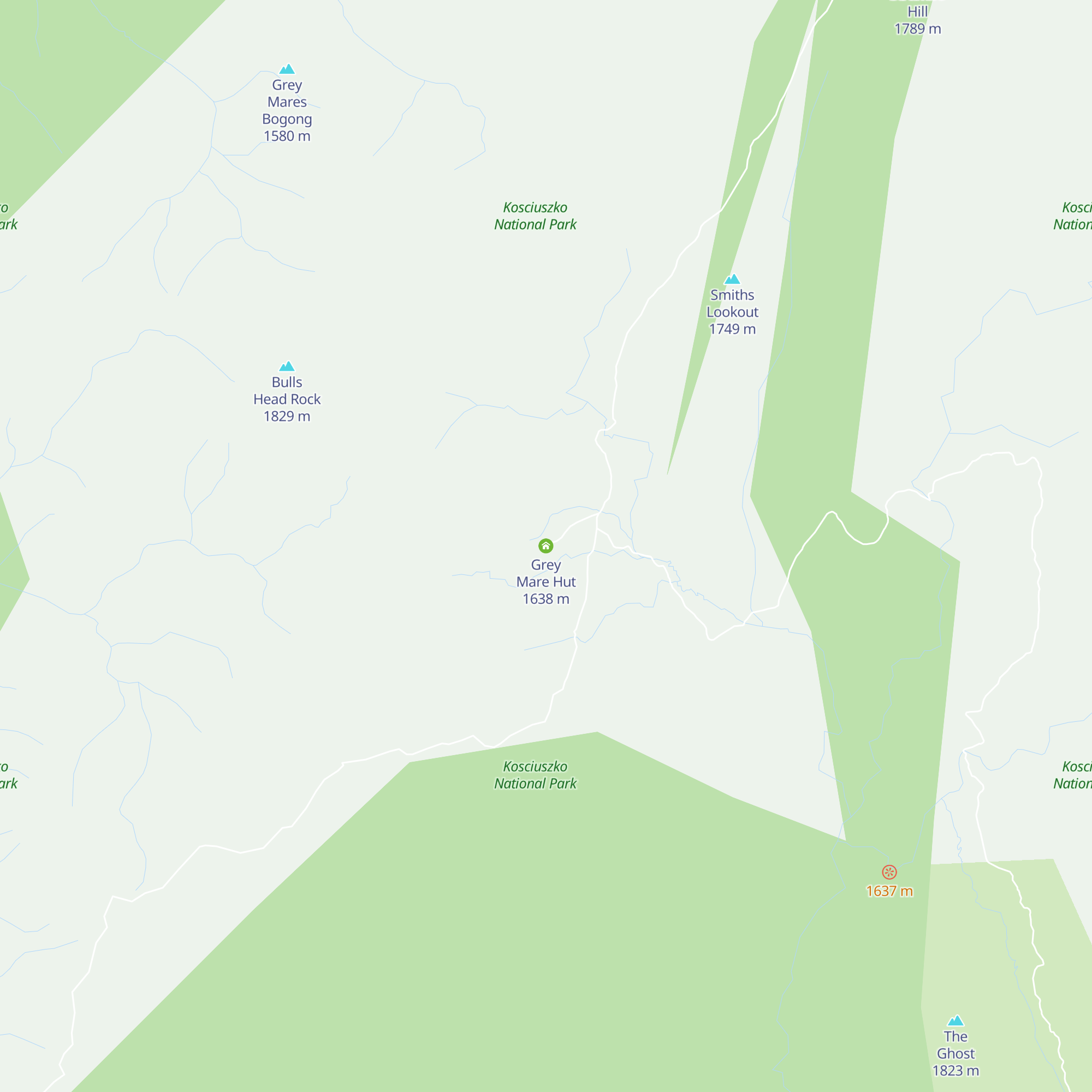 Grey Mare Hut map
