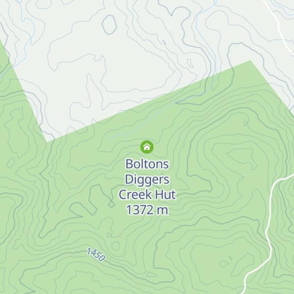 Map of Boltons Diggers Creek Hut