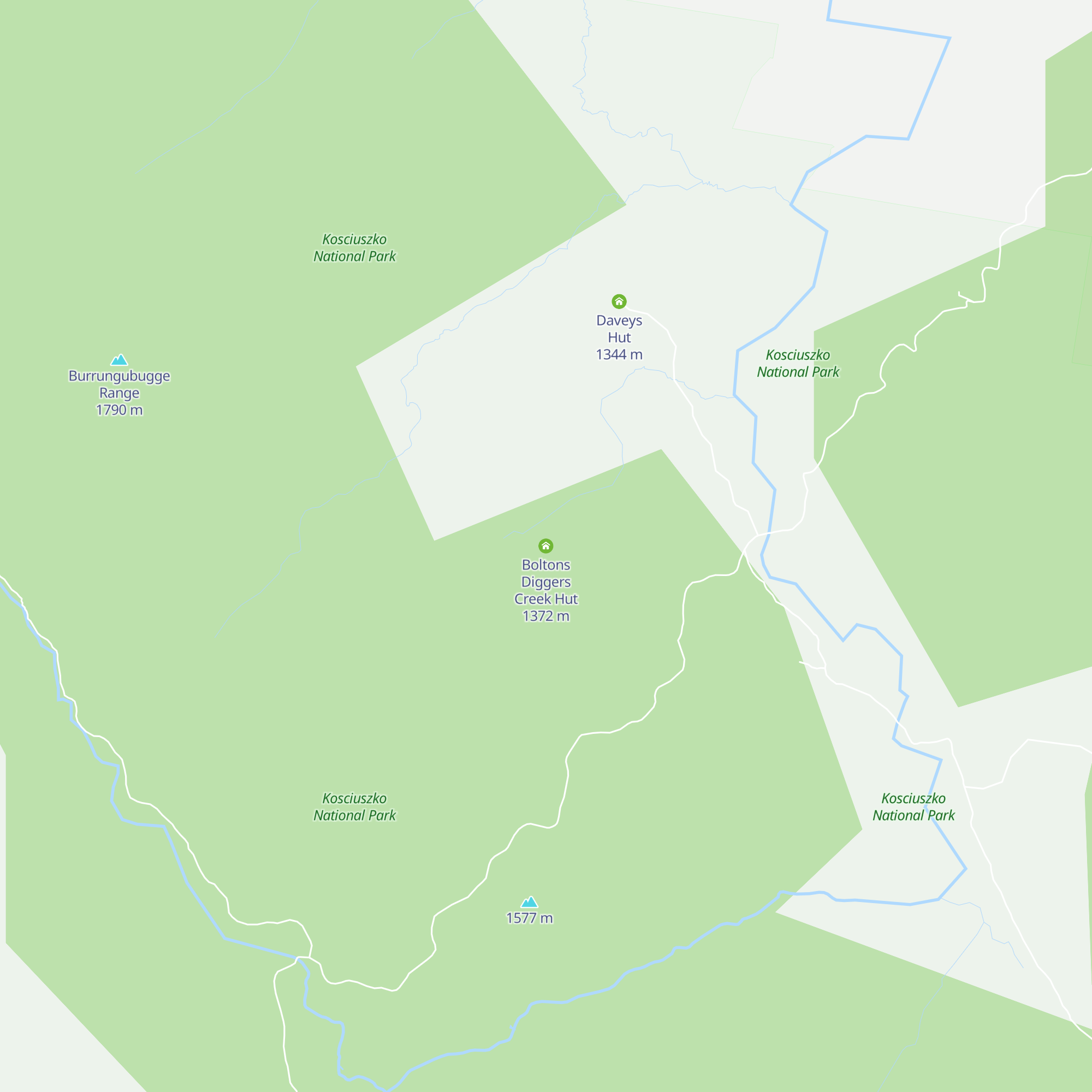 Boltons Diggers Creek Hut map