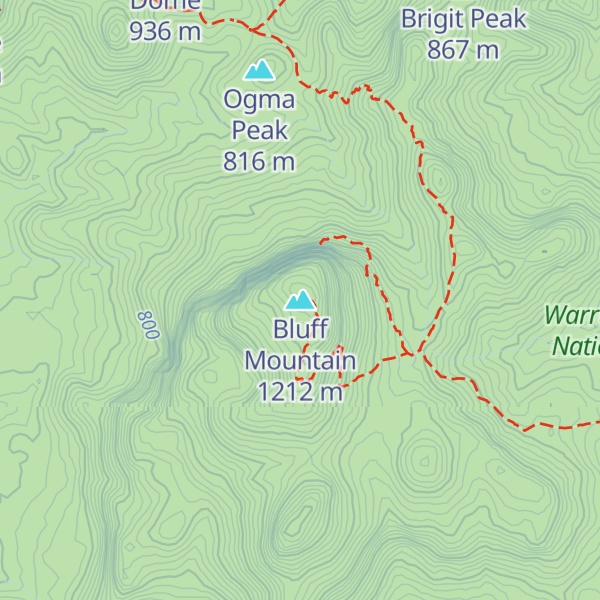 Map of Bluff Mountain