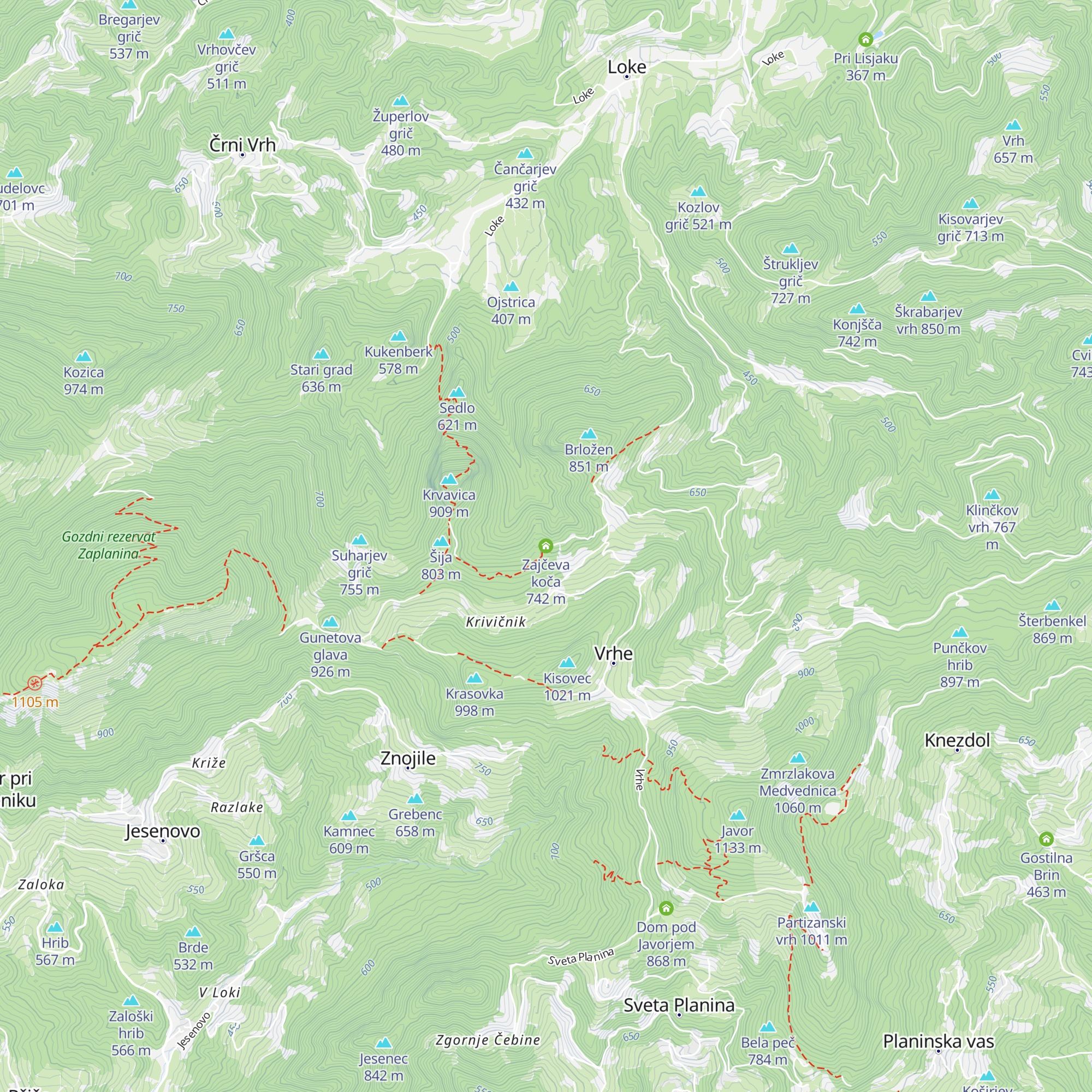 Zajčeva koča map