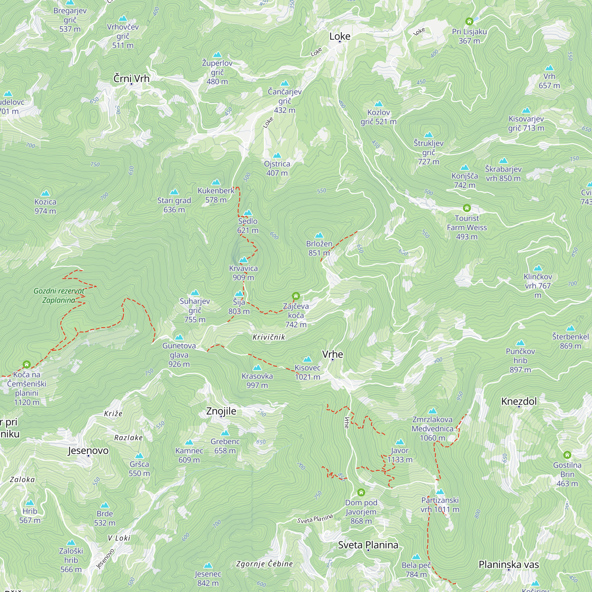 Zajčeva koča map