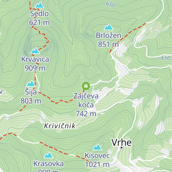Map of Zajčeva koča