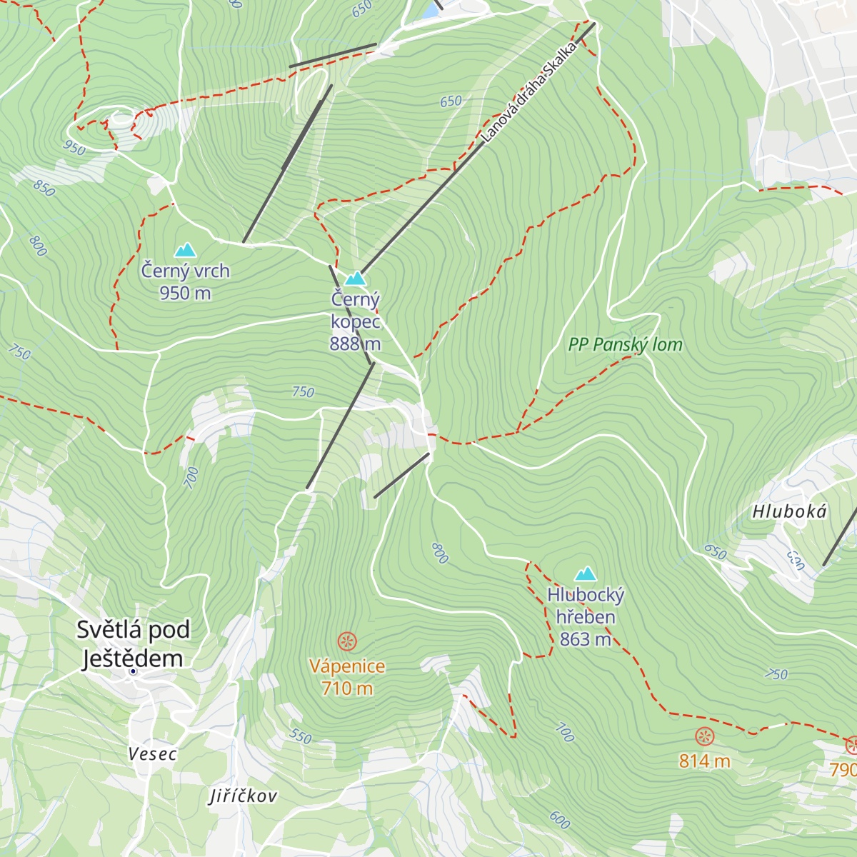 Chata Pláně pod Ještědem map