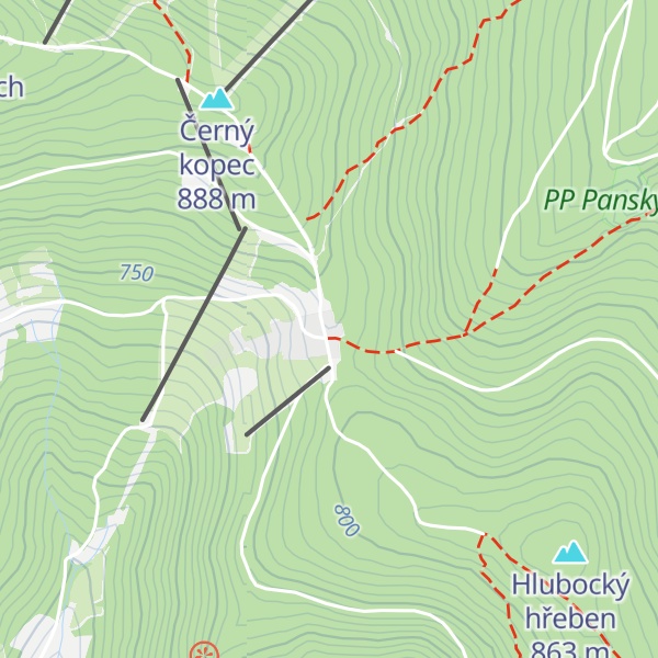 Map of Chata Pláně pod Ještědem