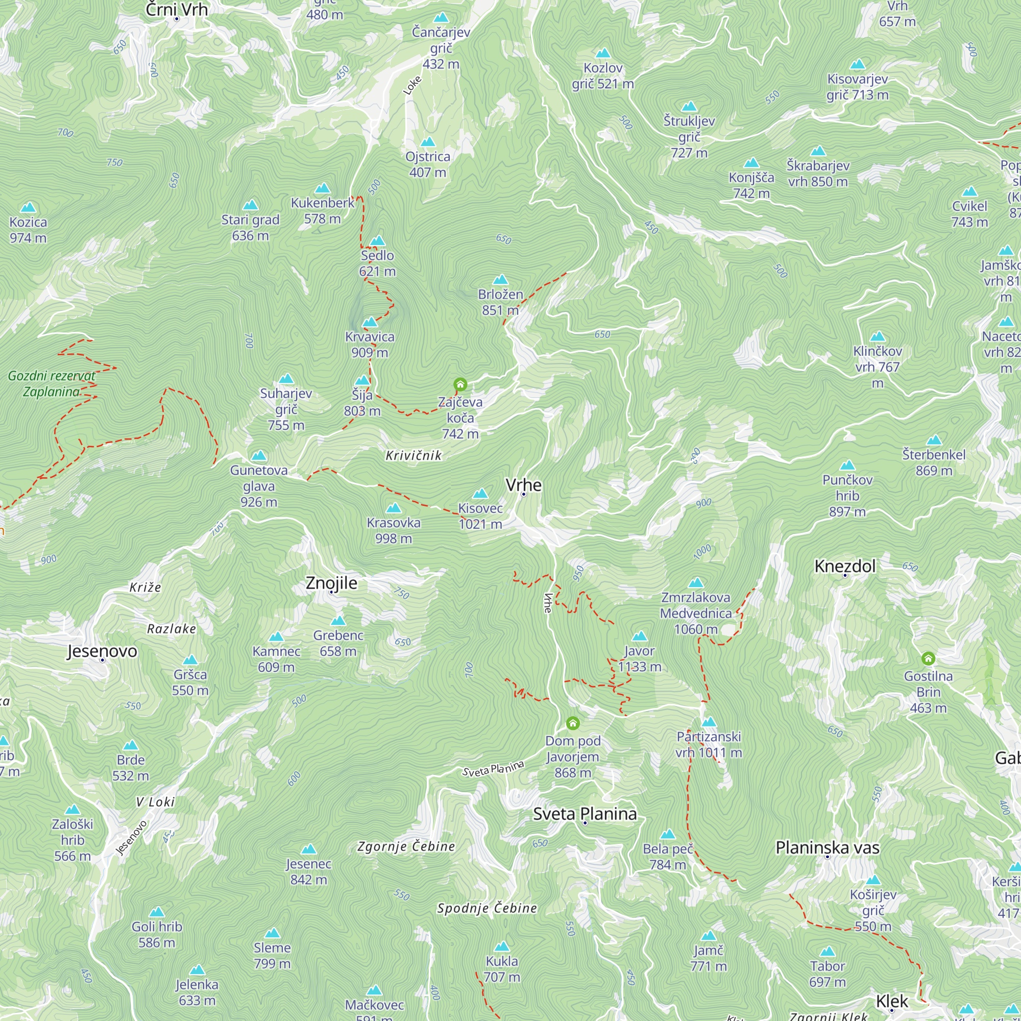 Planinski dom Vrhe map
