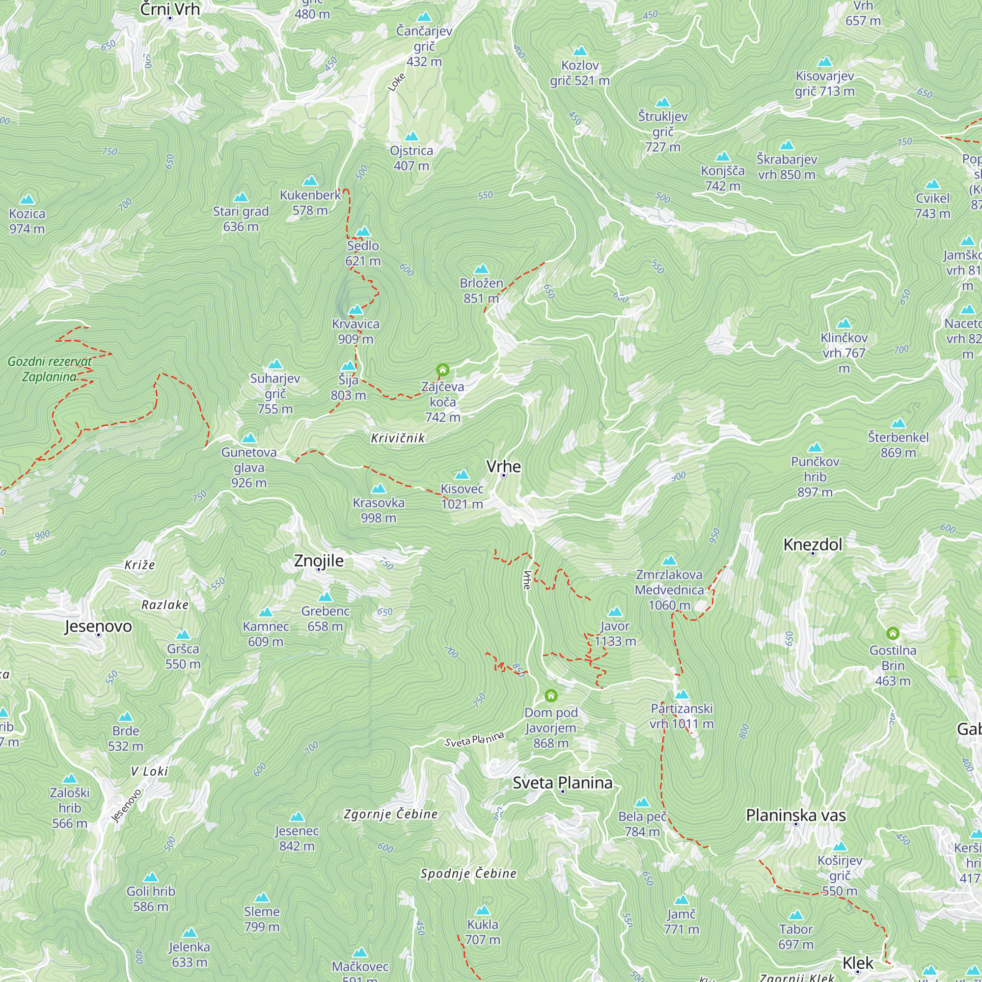 Planinski dom Vrhe map