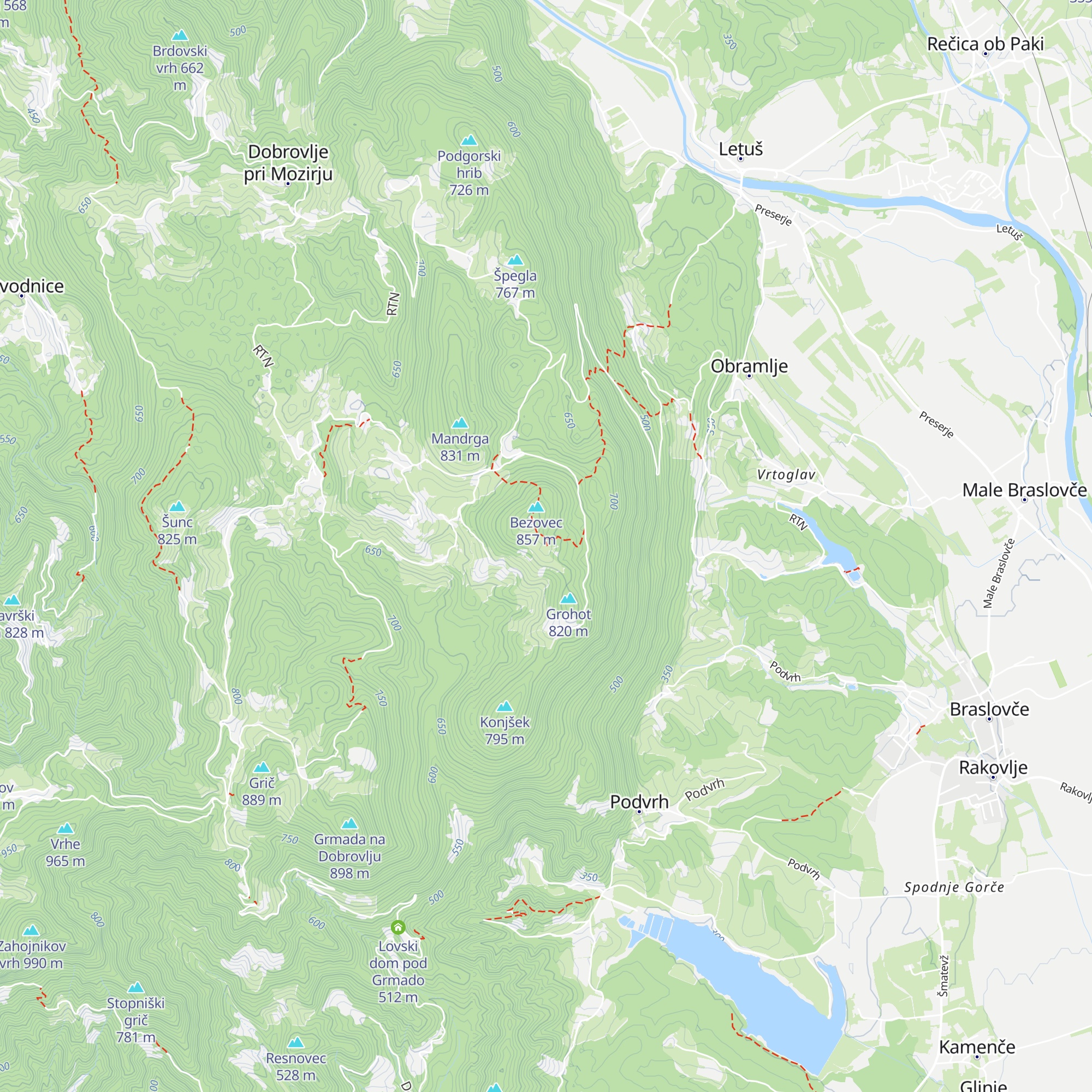 Lovska koča na Bezovcu map