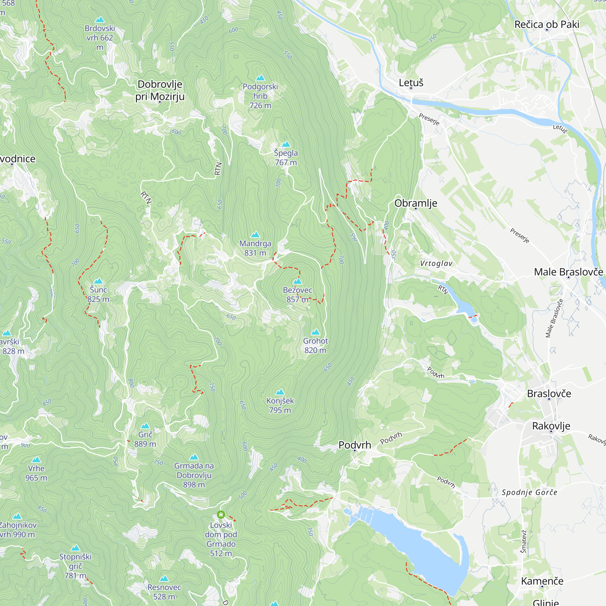 Lovska koča na Bezovcu map