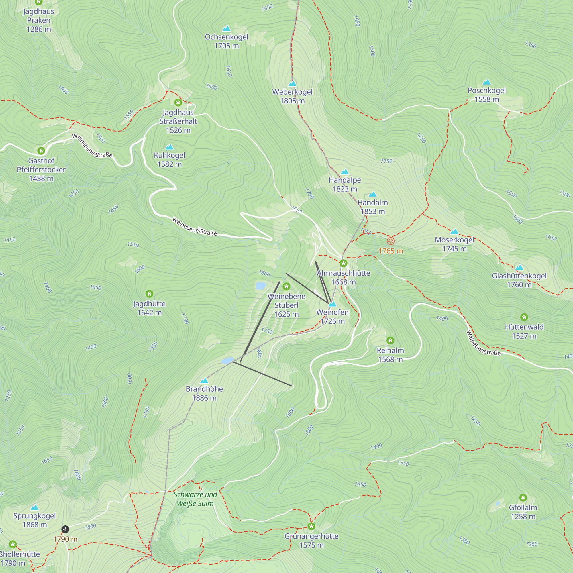 Weinebene Stüberl map