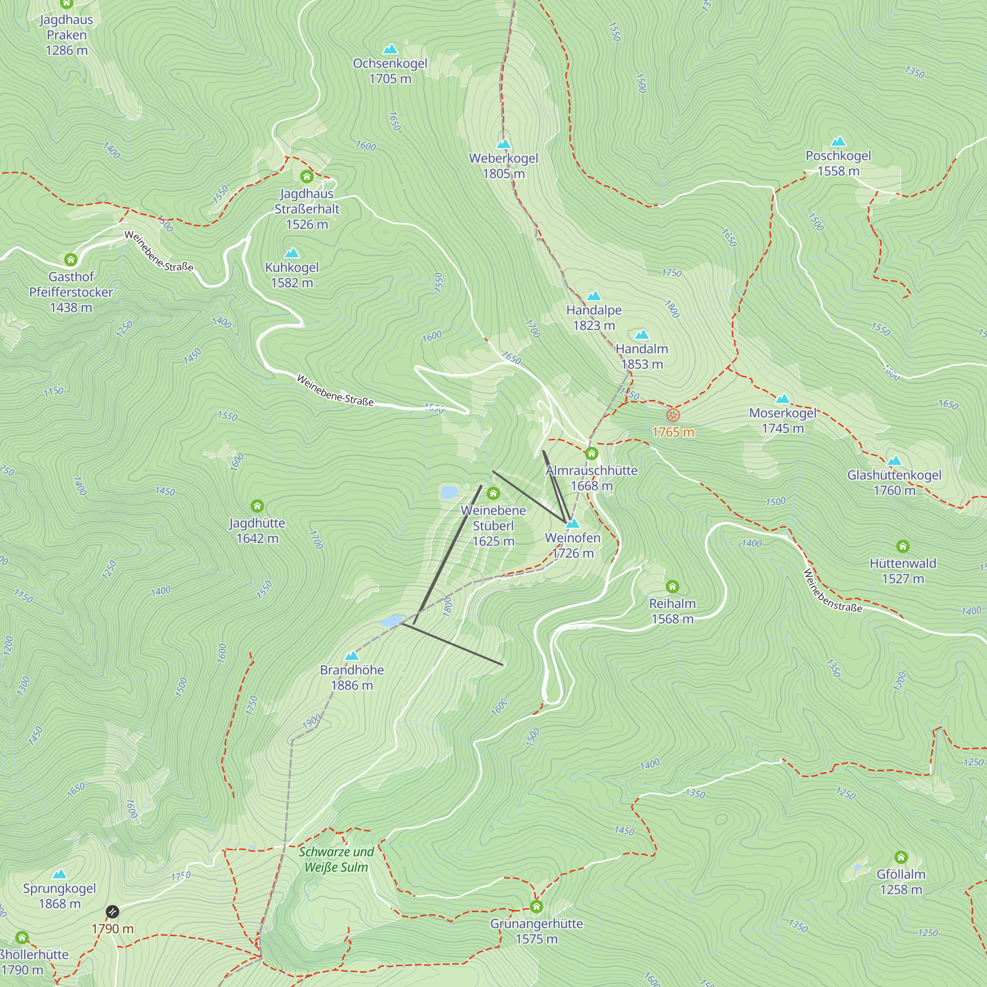 Weinebene Stüberl map