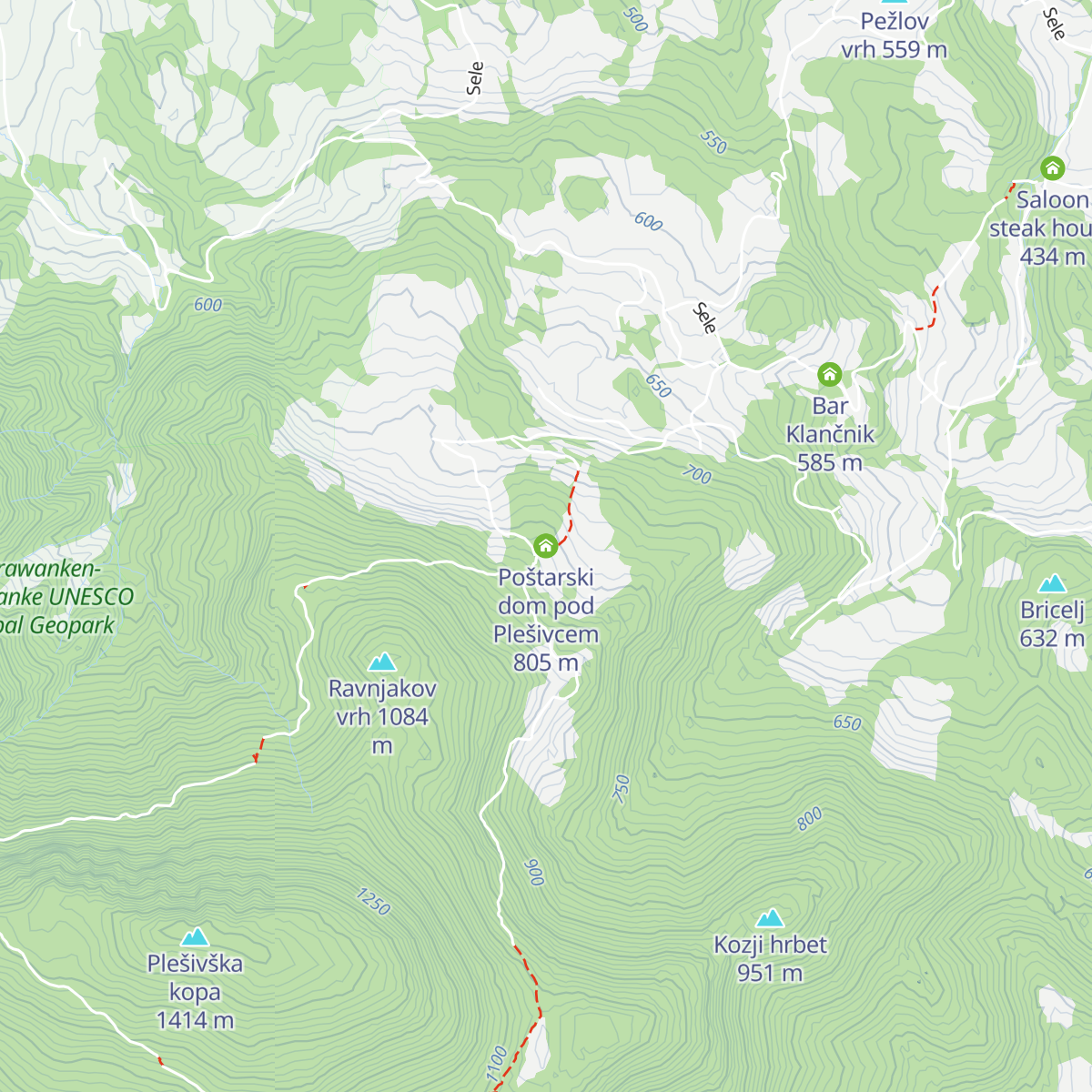 Poštarski dom pod Plešivcem map