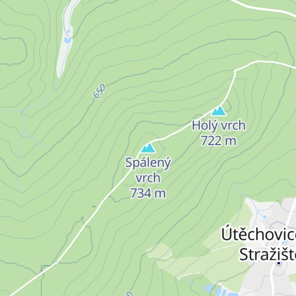 Map of Spálený vrch