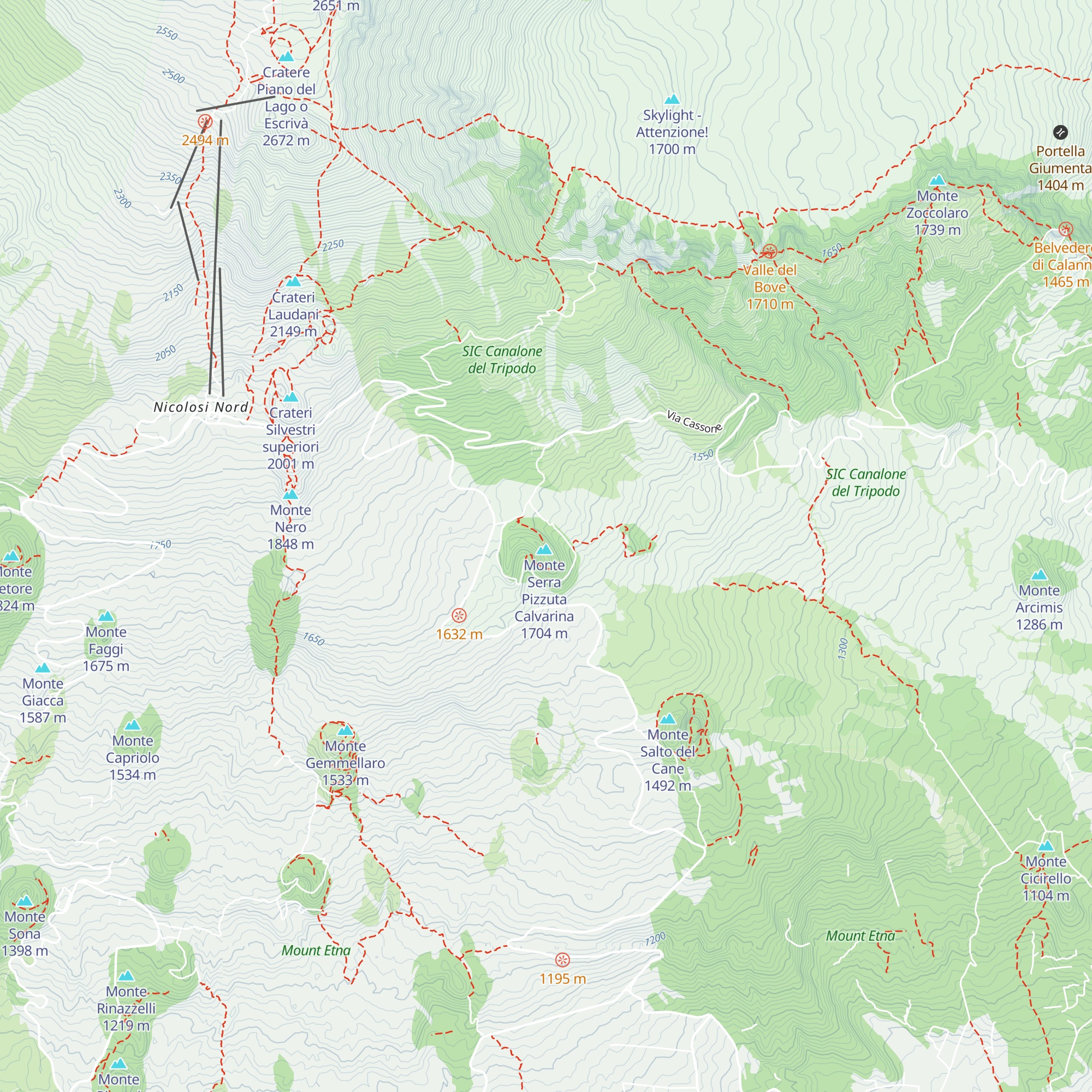 Bivaccco Serra Pizzuta Calvarina map