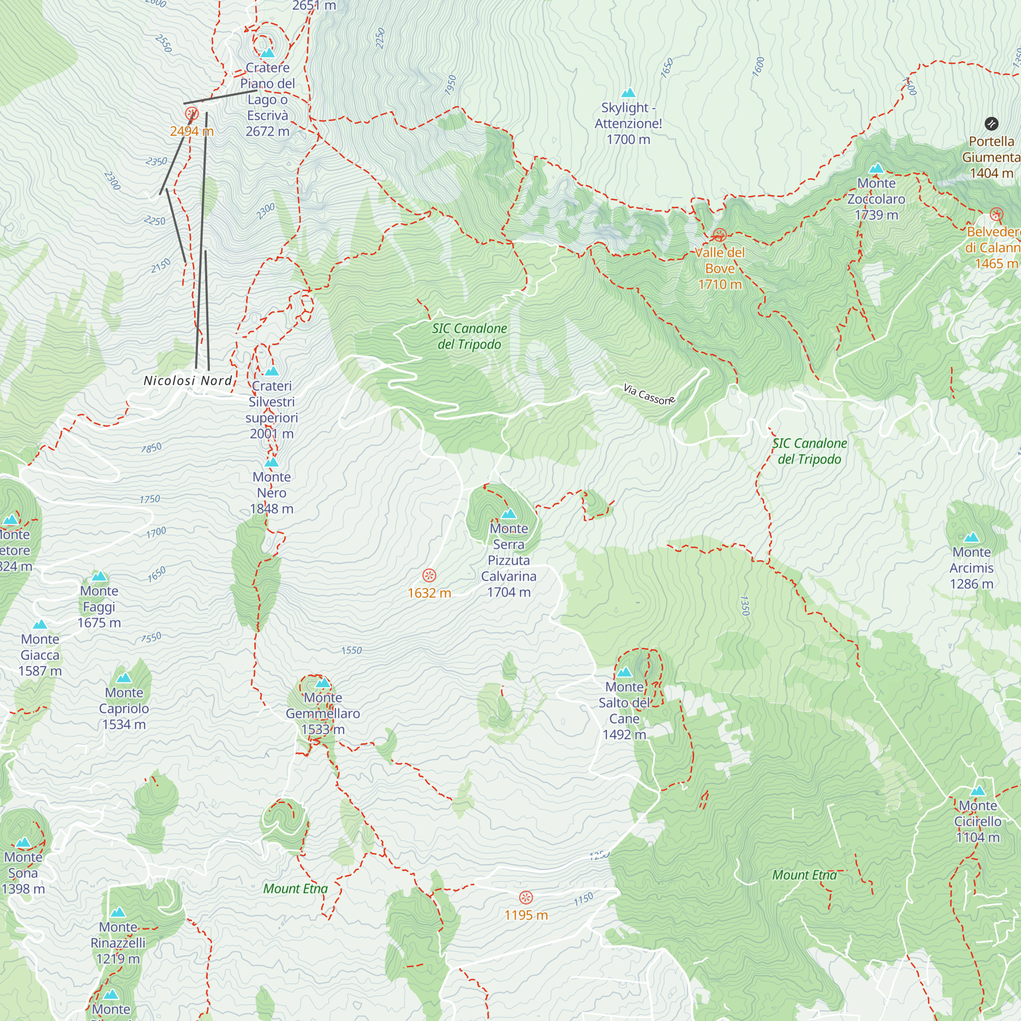 Bivaccco Serra Pizzuta Calvarina map