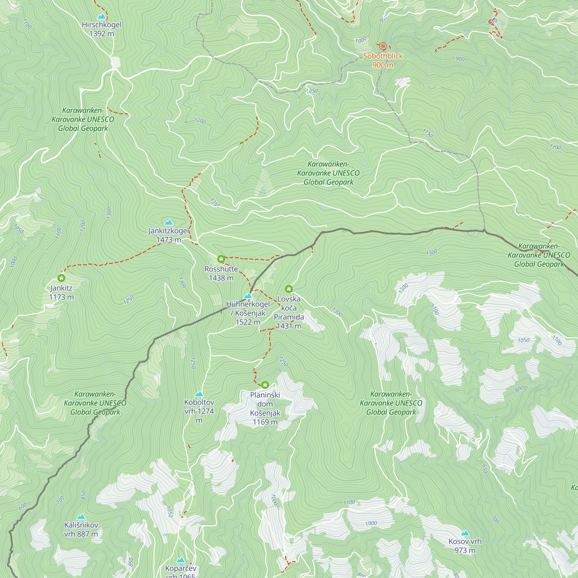 Lovska koča Piramida map