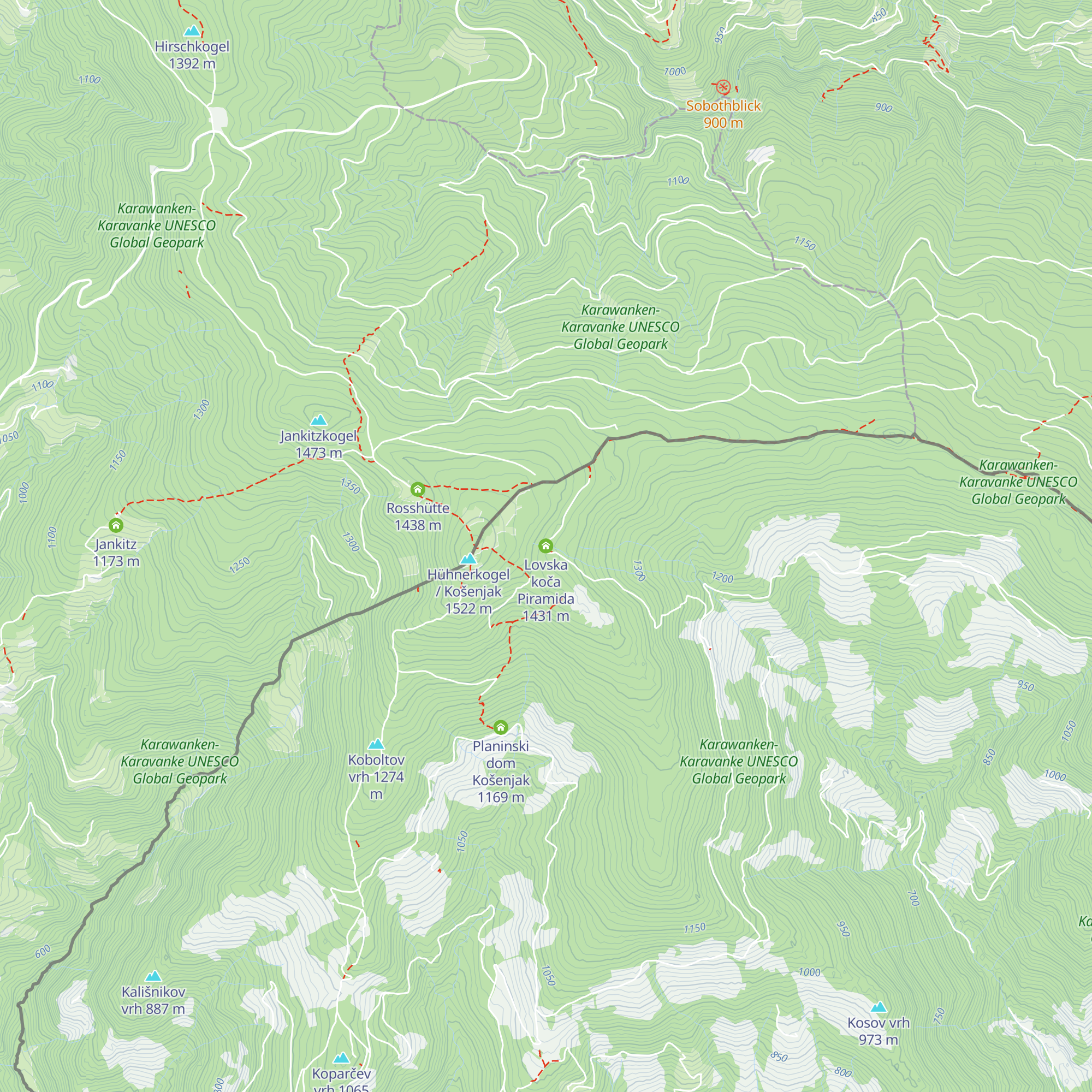 Lovska koča Piramida map