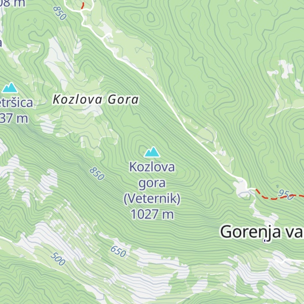 Map of Kozlova gora (Veternik)