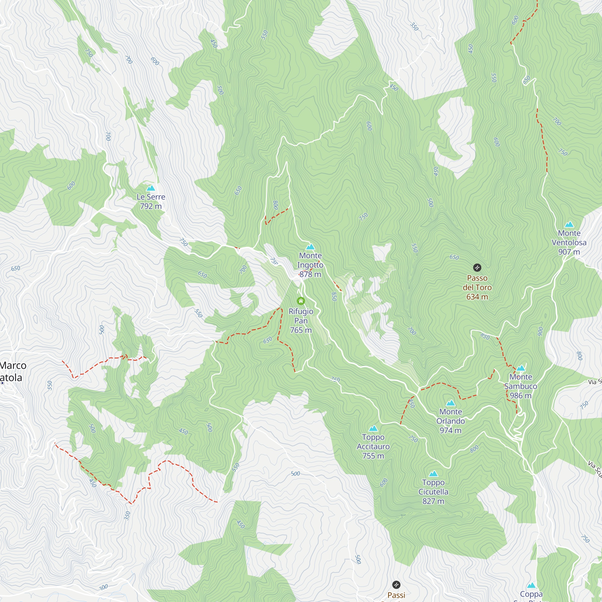 Rifugio Pan map