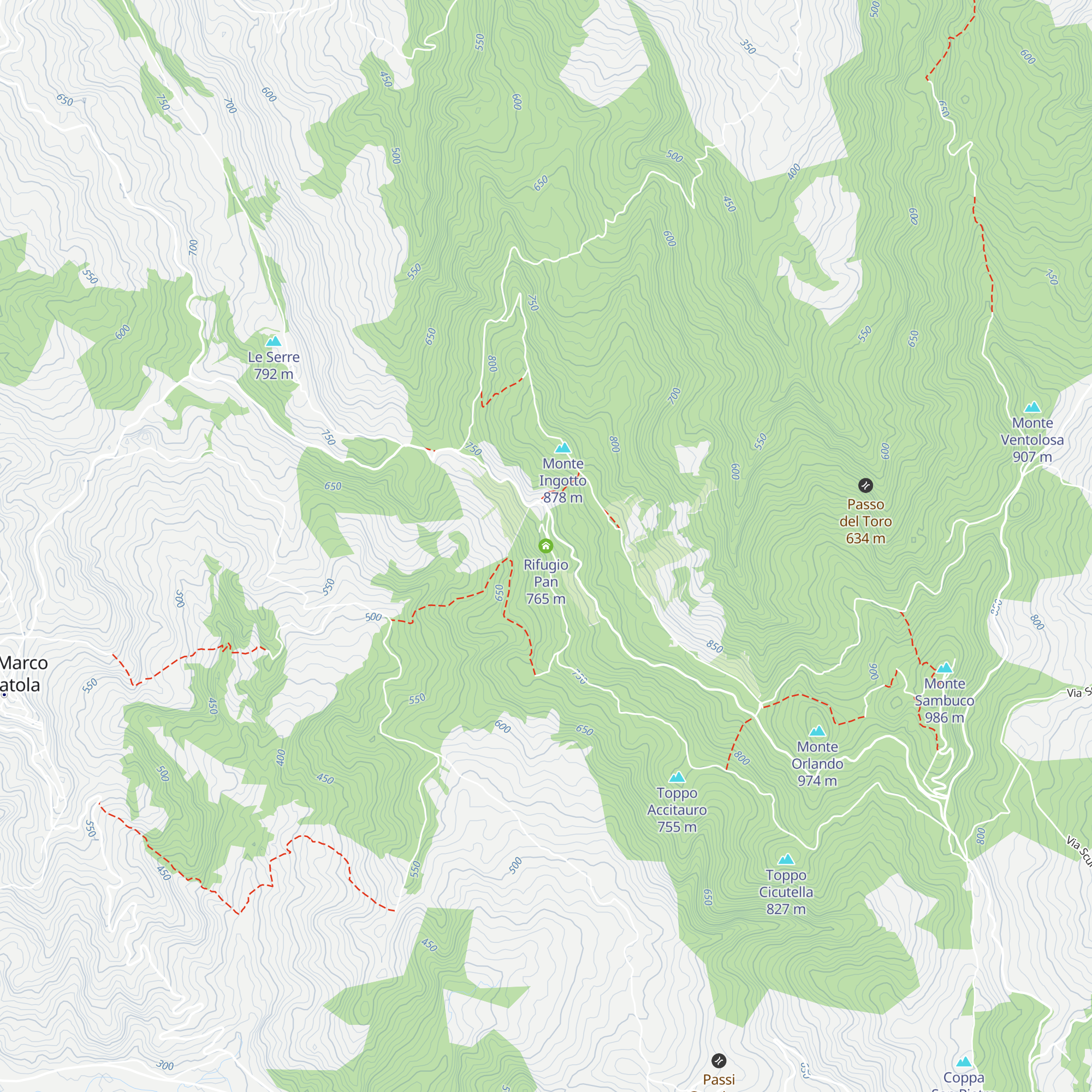 Rifugio Pan map