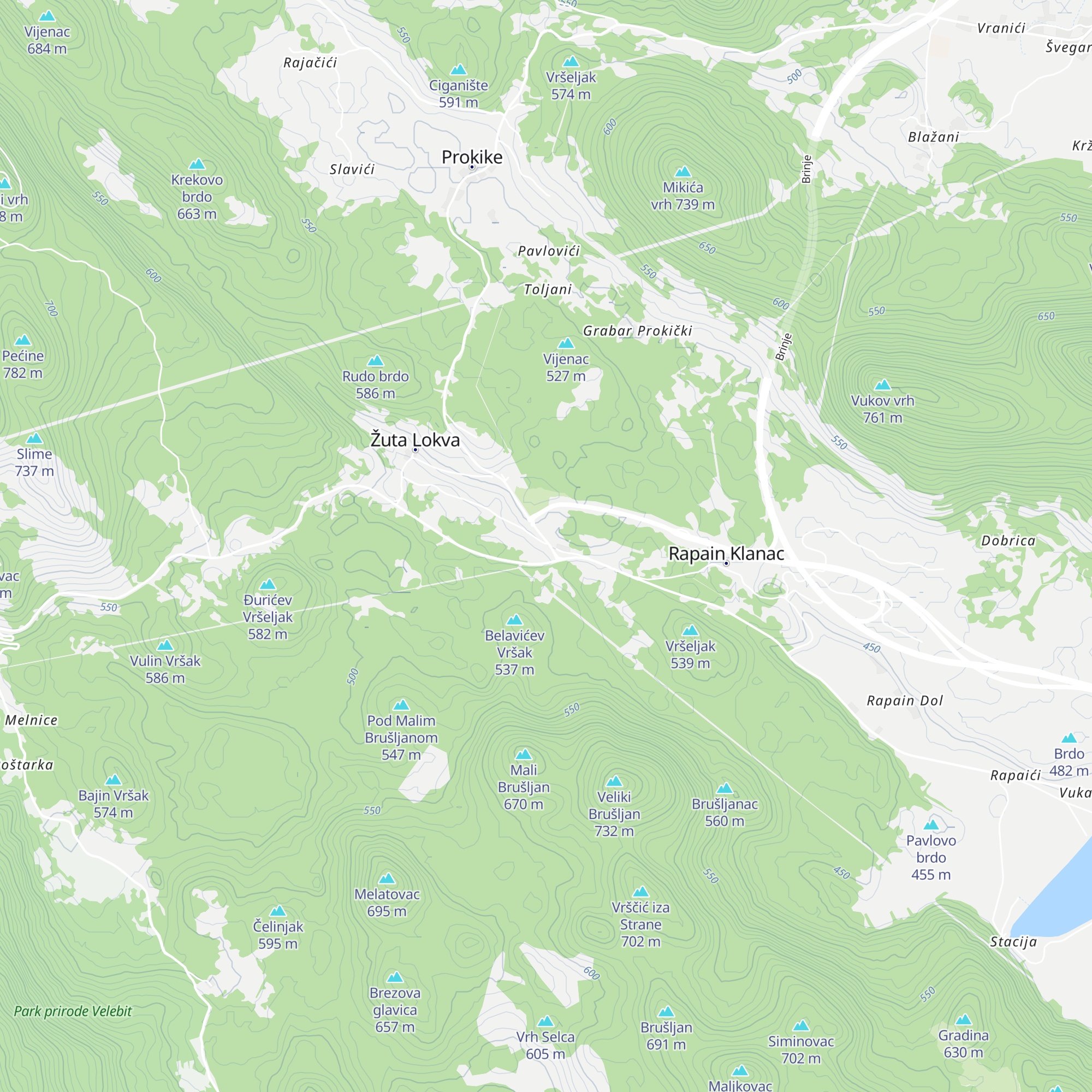 Gacka dolina map