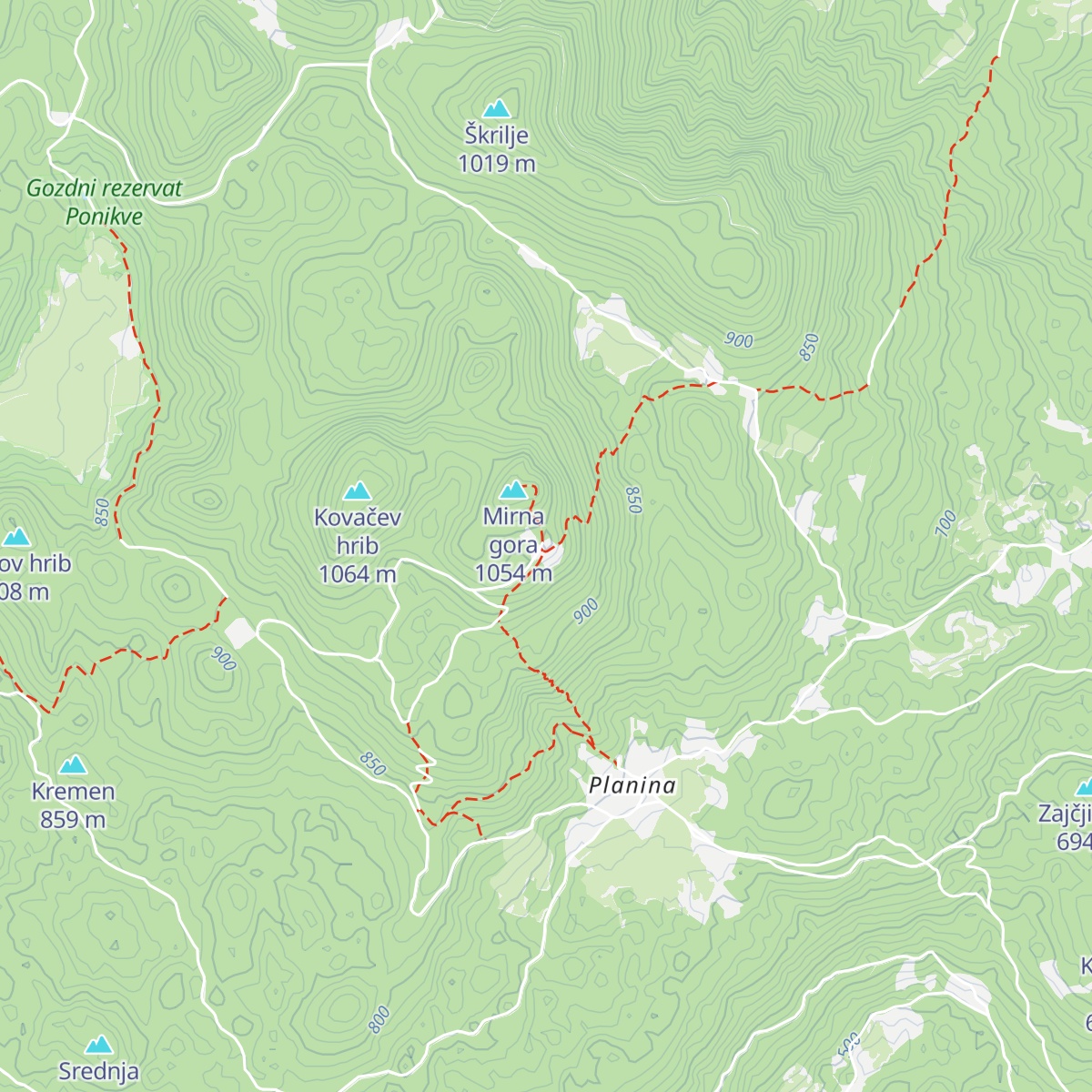 Planinski dom na Mirni gori map