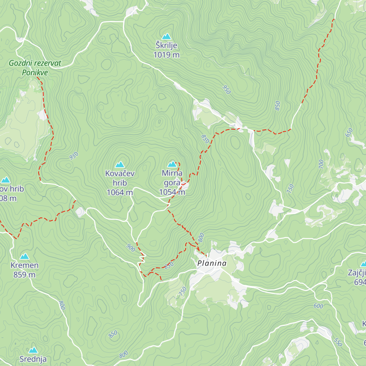 Planinski dom na Mirni gori map