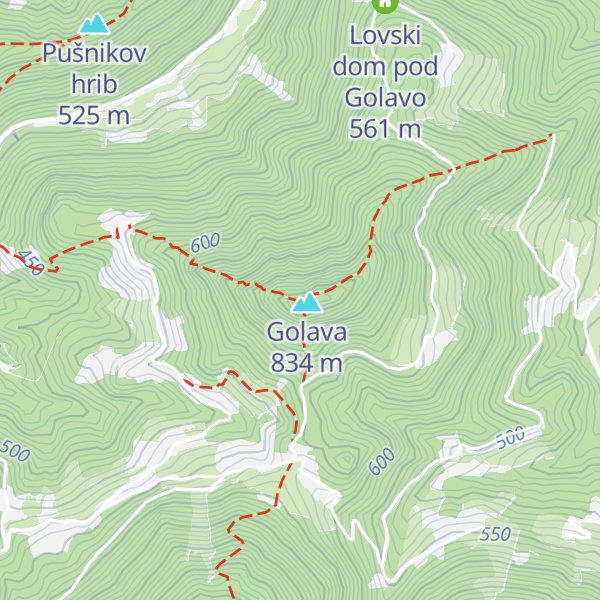 Map of Blažev bivak na Golavi