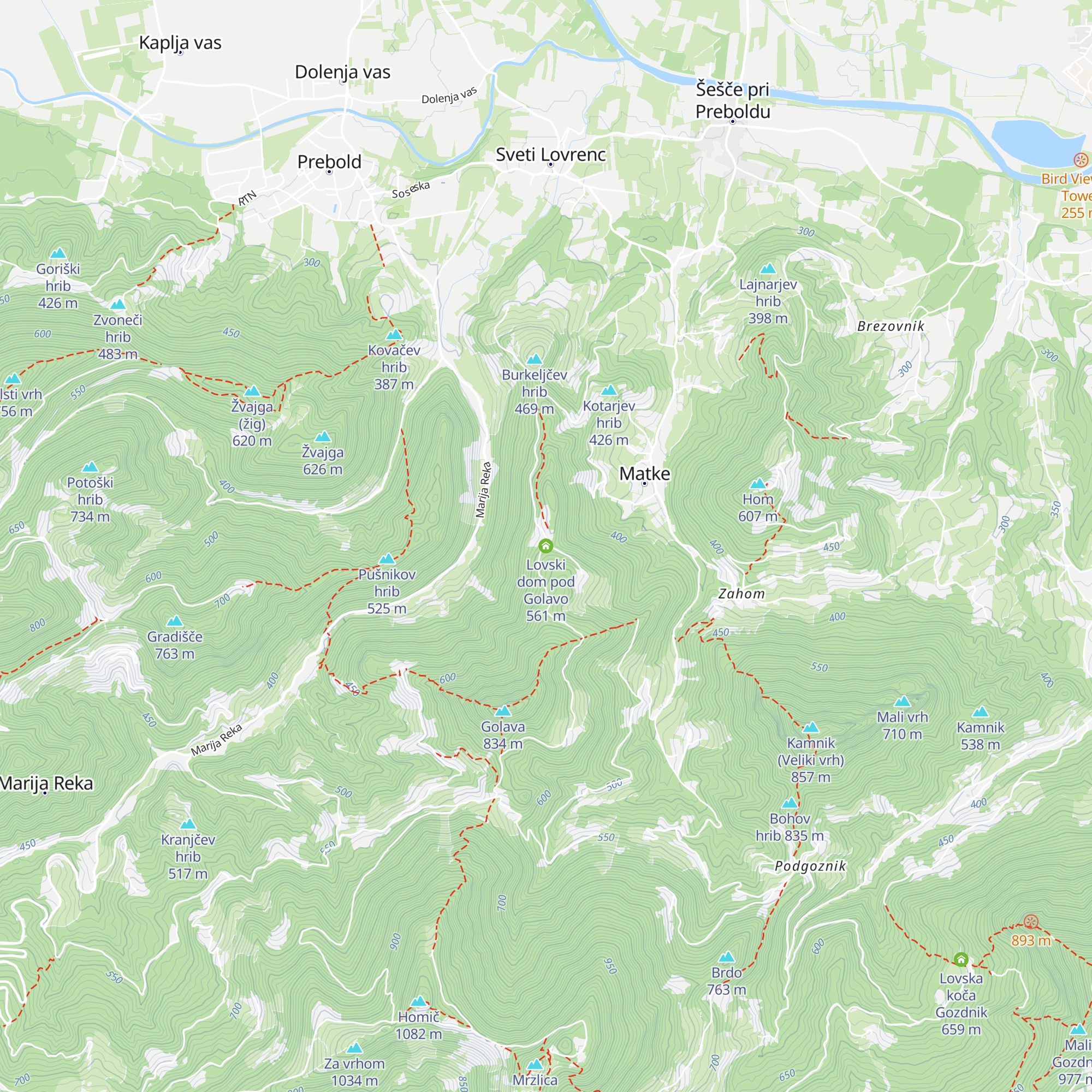Lovski dom pod Golavo map