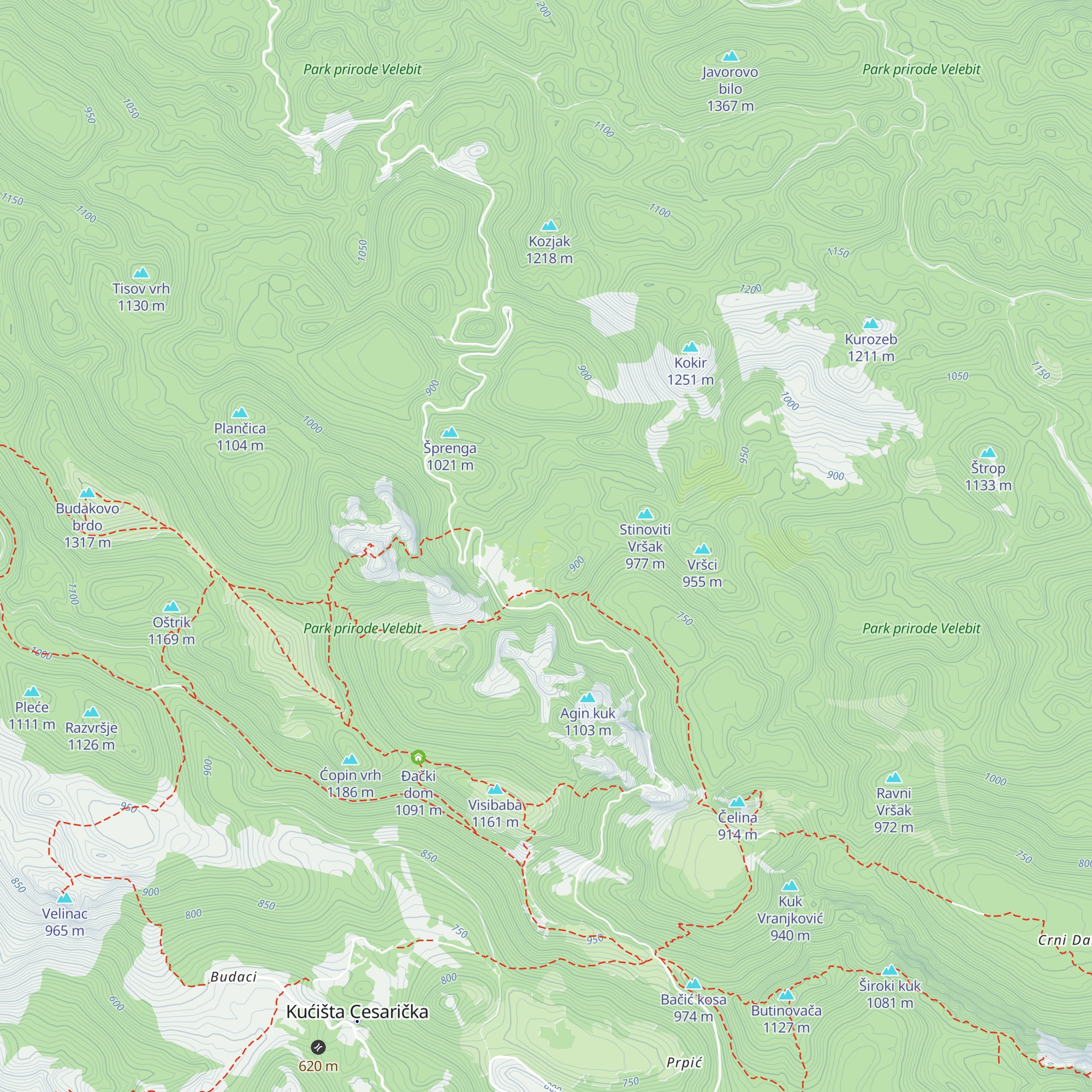 Planinarska kuća Kata 862m map