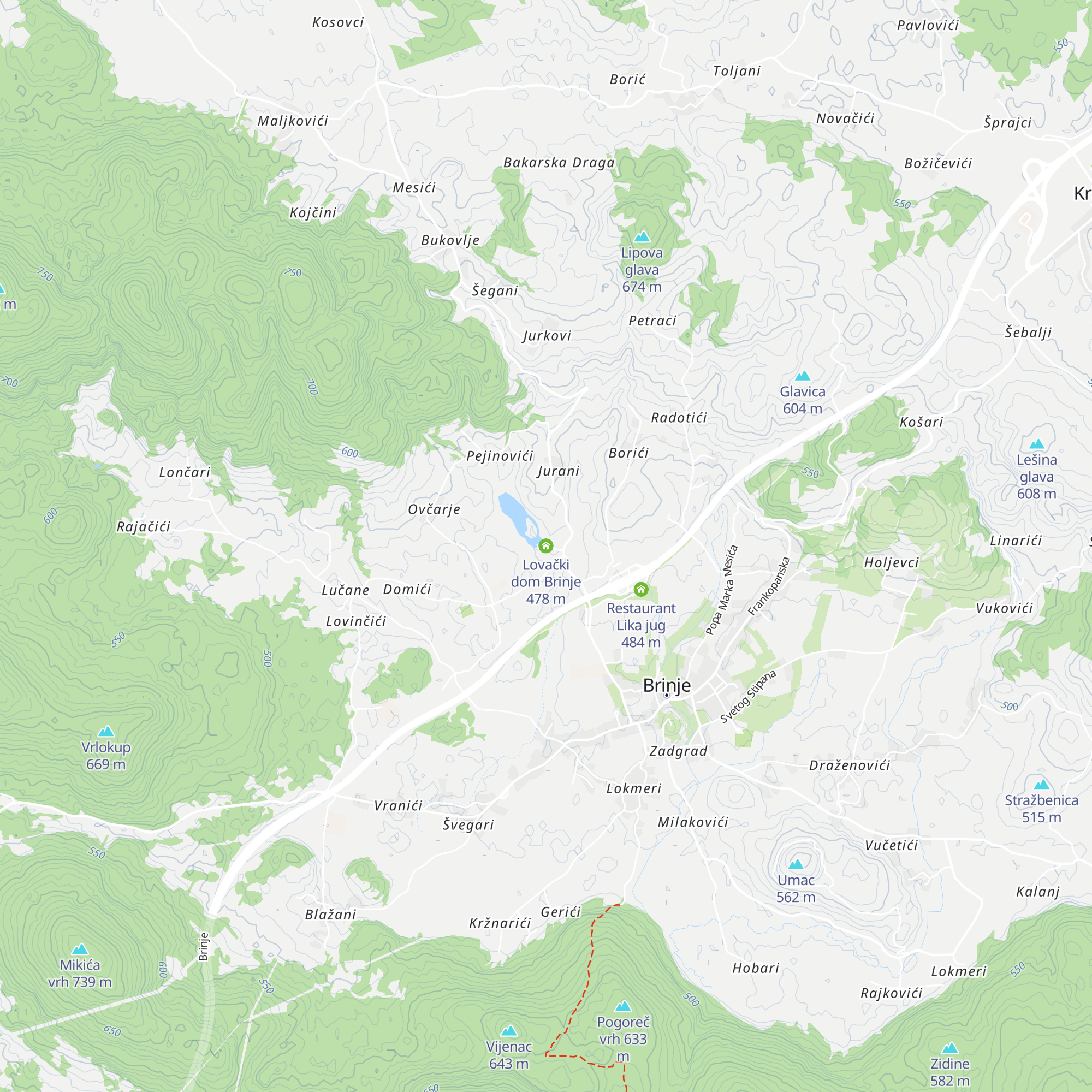 Lovački dom Brinje map