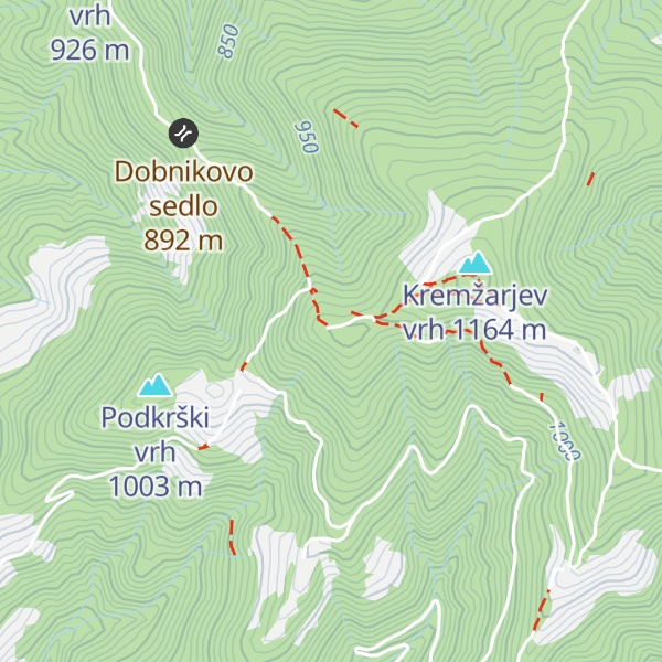 Map of Koča pod Kremžarjevim vrhom
