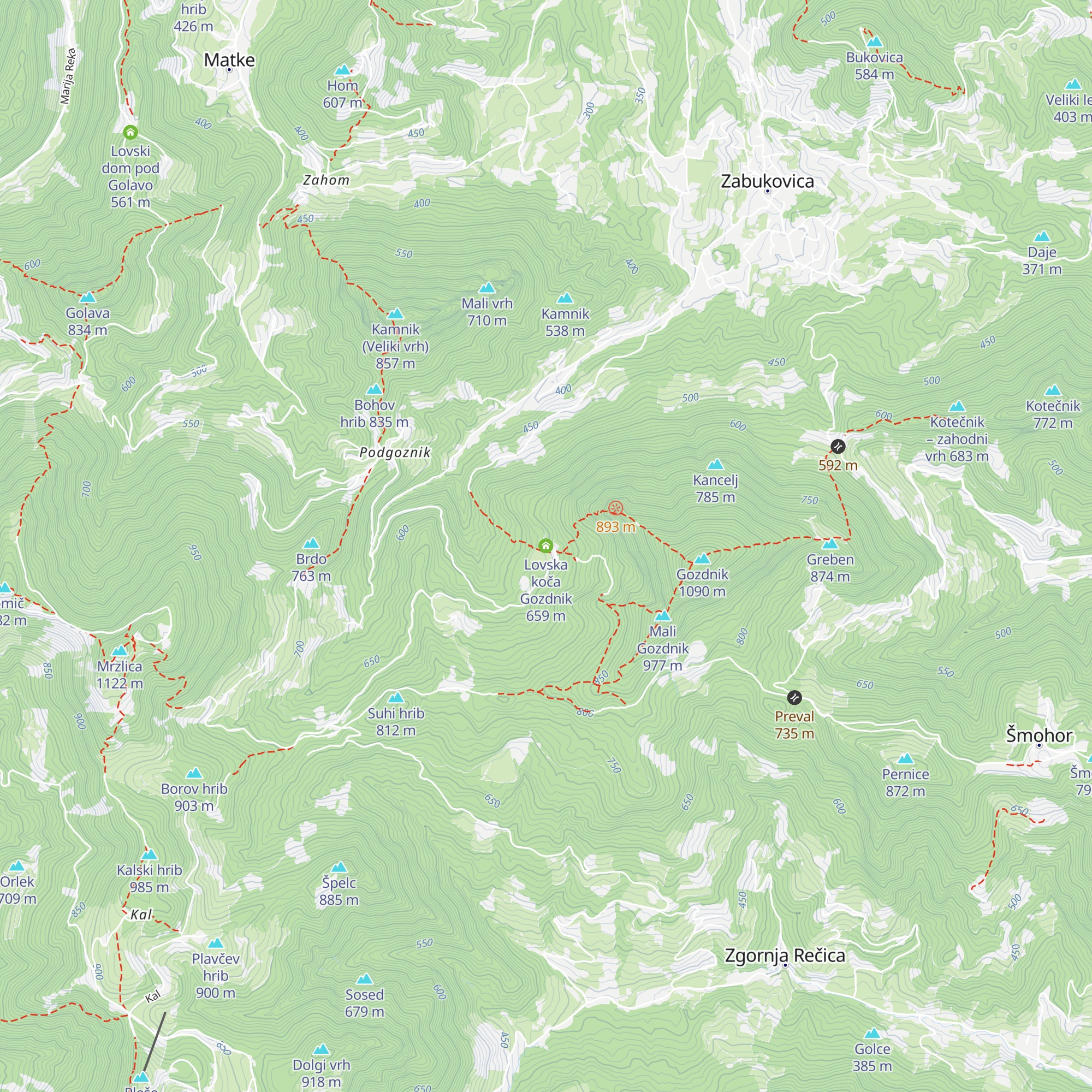 Lovska koča Gozdnik map