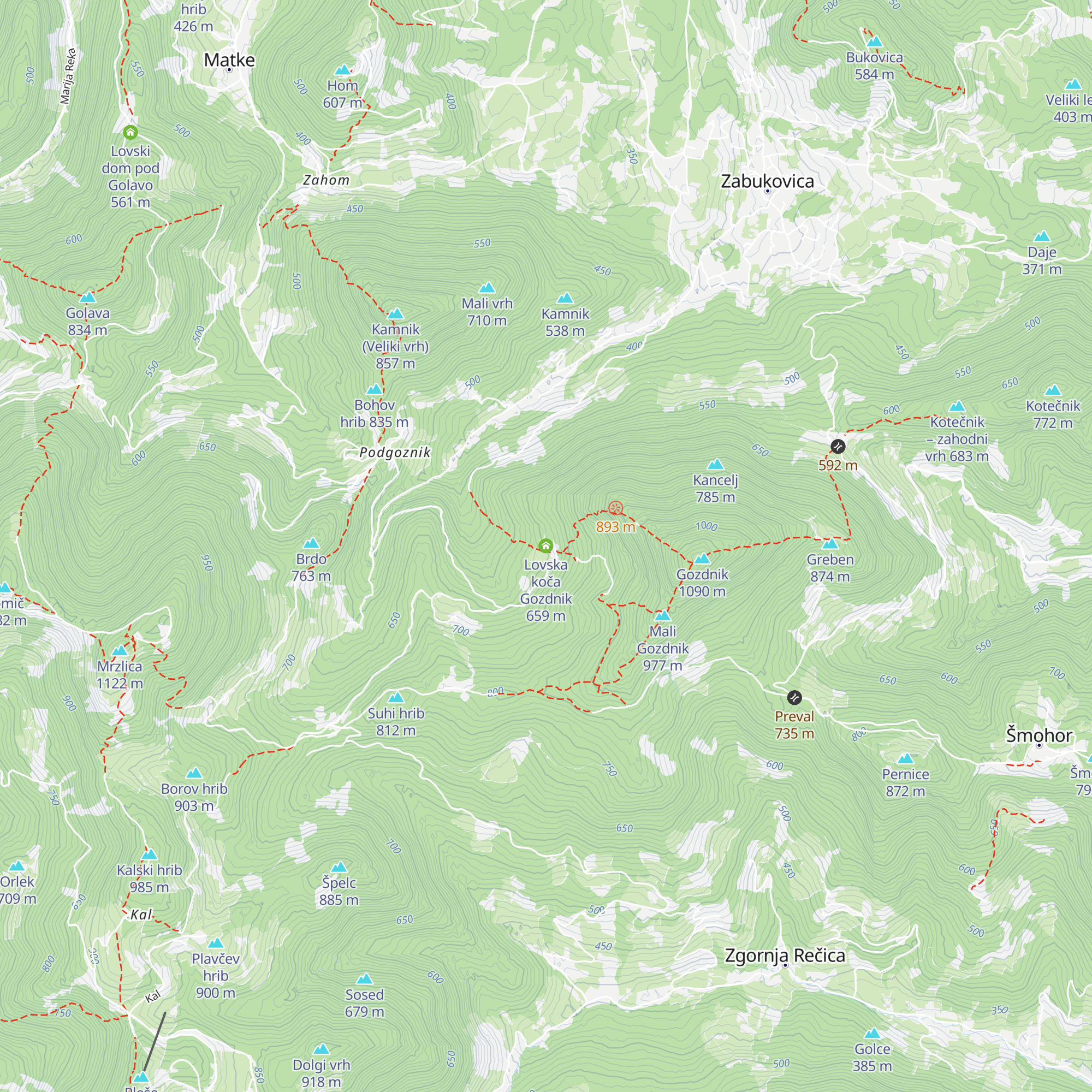 Lovska koča Gozdnik map