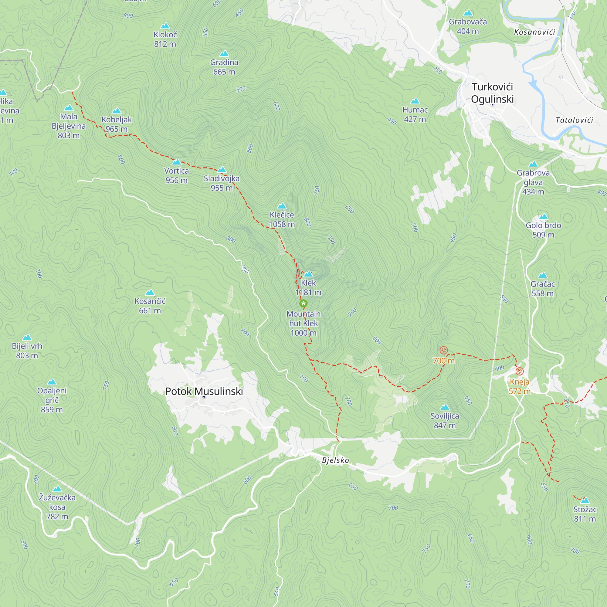Mountain hut Klek map