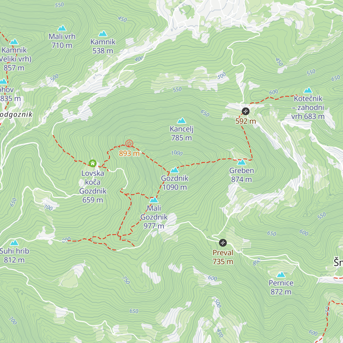 Bivak Florjana Šona map
