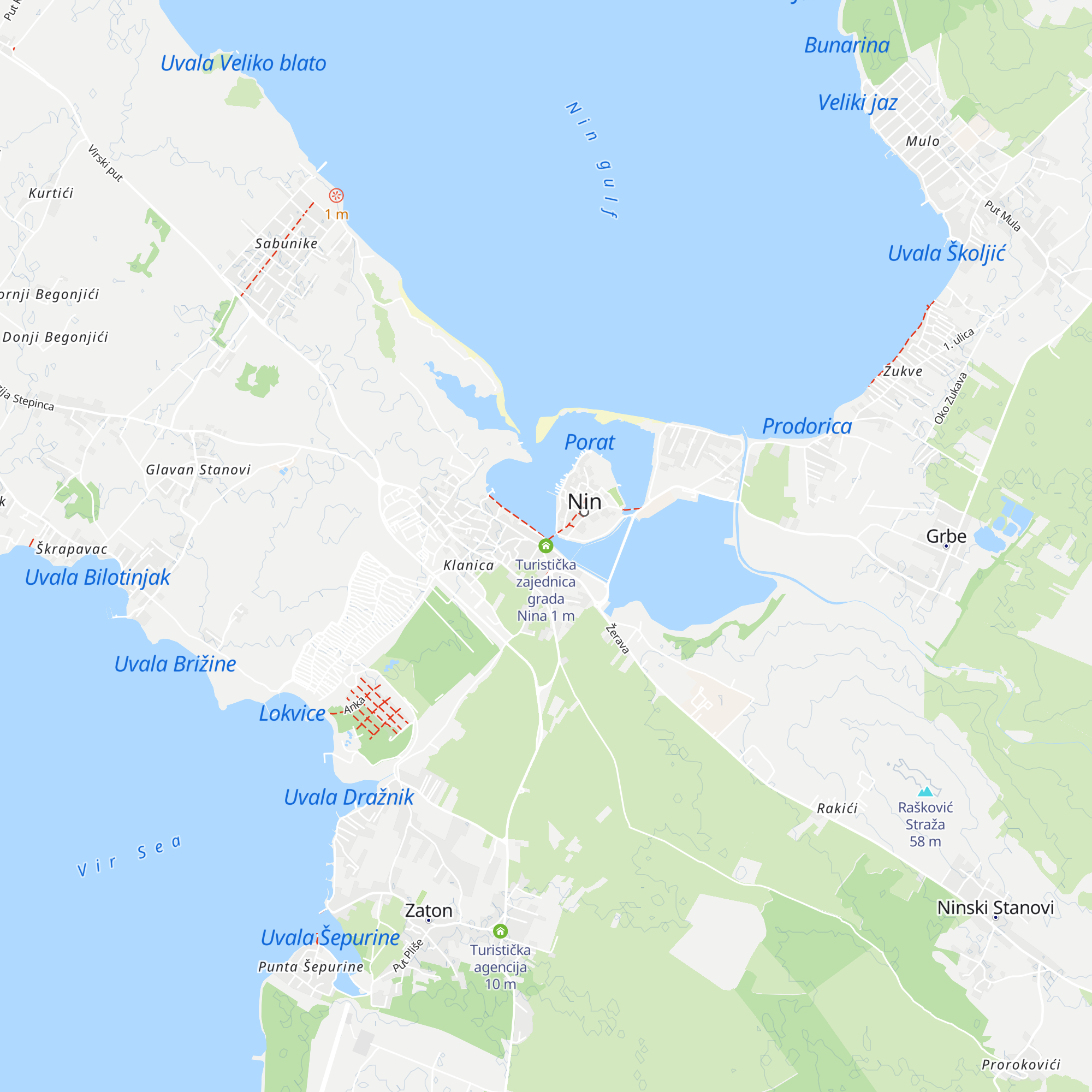 Turistička zajednica grada Nina map