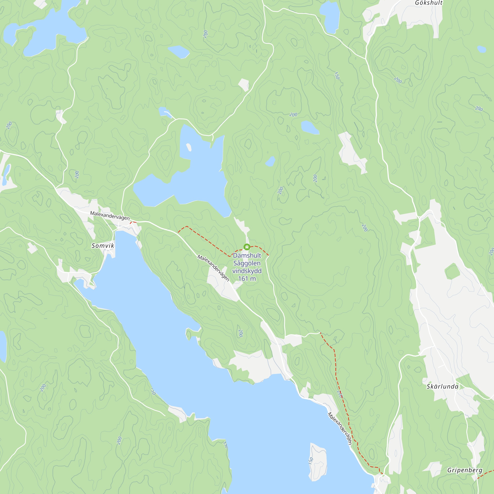 Dämshult Såggölen vindskydd map